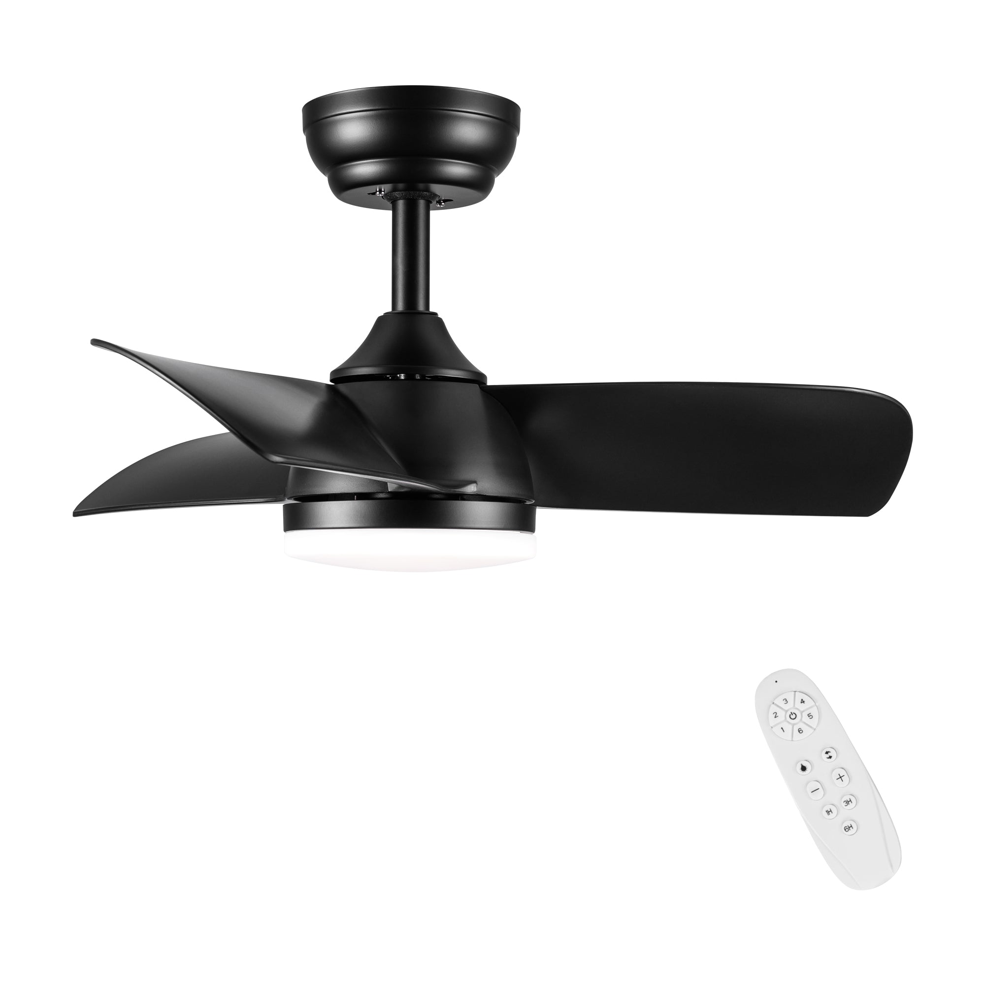 28 Inch Integrated LED Ceiling Fan with Black ABS Blades - Energy Efficient Smart Fan for Bedroom, Living Room & Office (Remote Control, Quiet Operation)