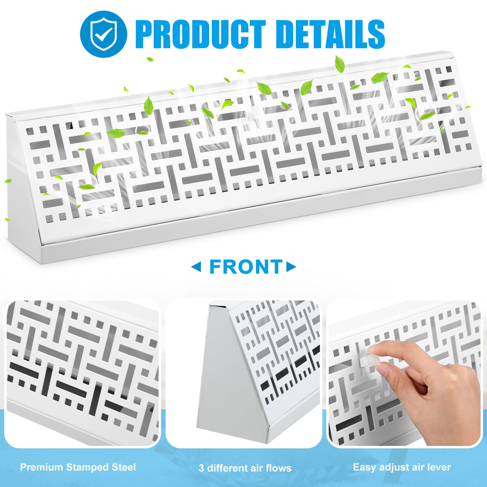 Landhoow 2 Pack White 18 Inch Baseboard Register Diffuser - HVAC Vent Covers for Home Floor & Wall, Decorative Air Vent Grilles for Bedroom, Living Room & Office