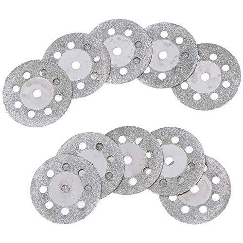 10pcs 25mm Mini Diamond Saw Blades with 2X Connecting Shank - Silver Cutting Discs for Drill & Rotary Tools - Perfect for Metal, Ceramic, Glass Cutting & DIY Projects