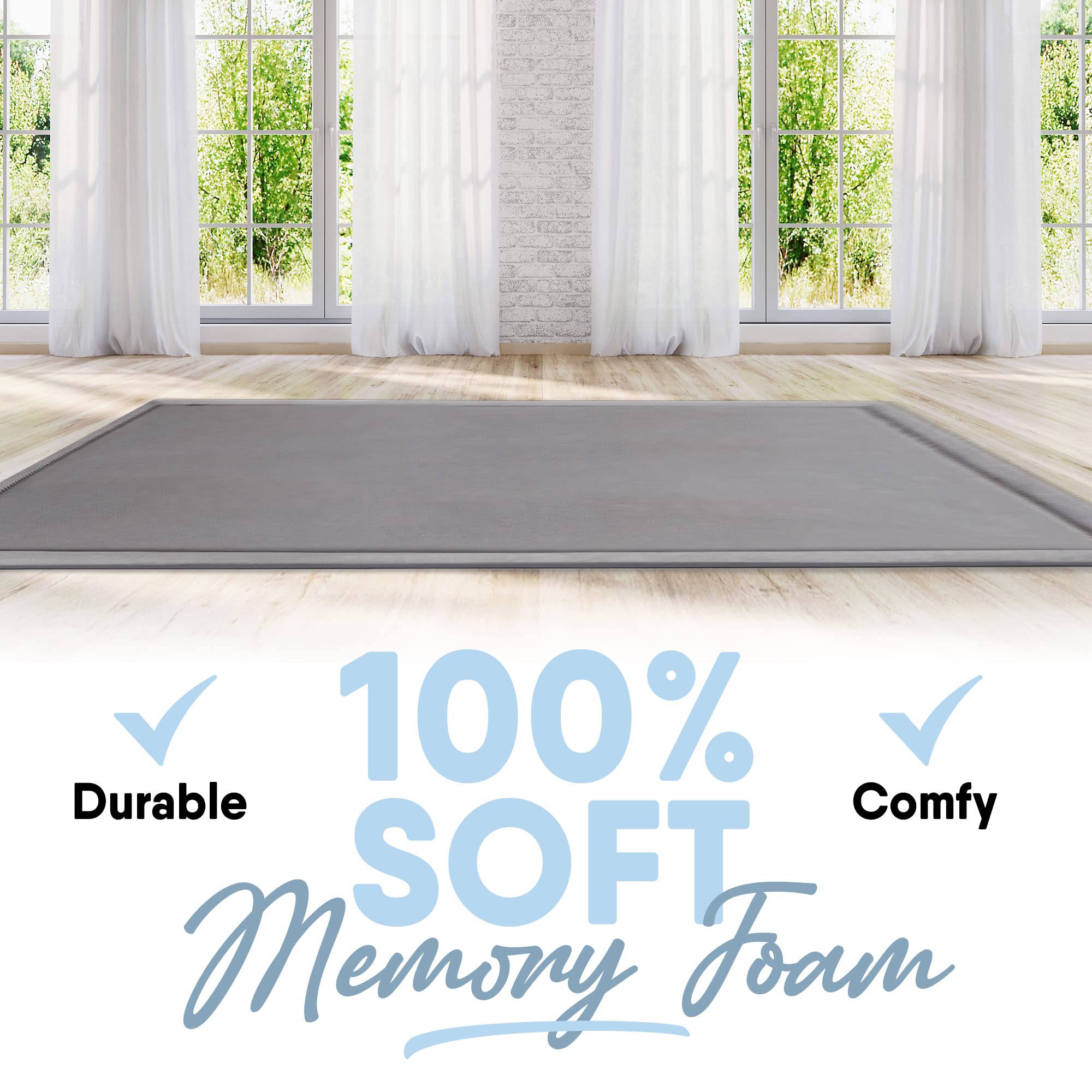 Premium Microdry Memory Foam Area Rug 5'x7' Light Grey - Ultra Soft Microfiber Carpet with Built-in Non-Slip Pad, Stain & Fade Resistant - Perfect for Living Room, Bedroom, Kids Room & Nursery - Adds Comfort & Style to Your Home Decor