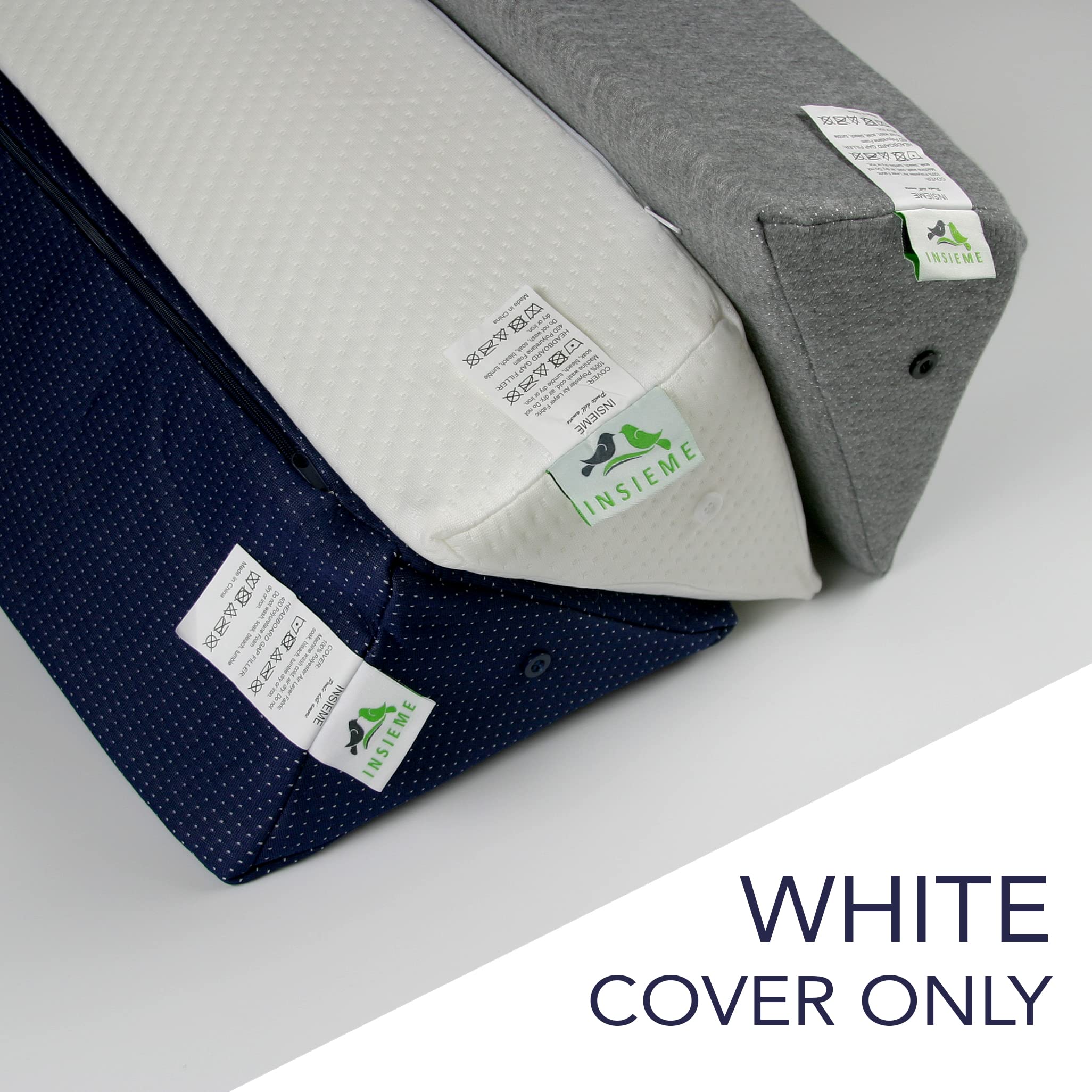 King Size Wedge Pillow Cover for Headboard Gap Filler - White Pillow Case for Wedge Insert (Foam Sold Separately) | Perfect for Bedroom Comfort, Back Support & Reading in Bed