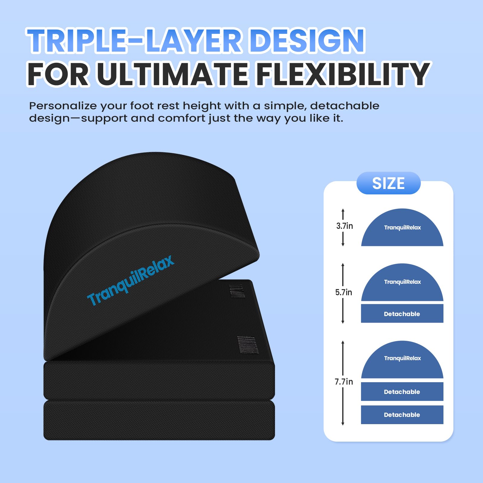 Ergonomic Adjustable Foot Rest for Under Desk - 3 Height Settings, Washable Cover - Comfortable Office & Gaming Foot Stool for Home, Work & Car Use (Black) - Perfect for Long Hours Sitting, Work from Home & PC Gaming Setup