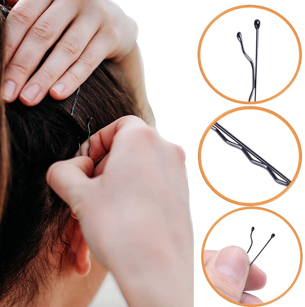 Ghelonadi 100-Pack Black Metal Bobby Pins - Strong Hair Styling Clips for Women & Girls, Perfect for Weddings, Bun Hairstyles & Professional Hairdressing