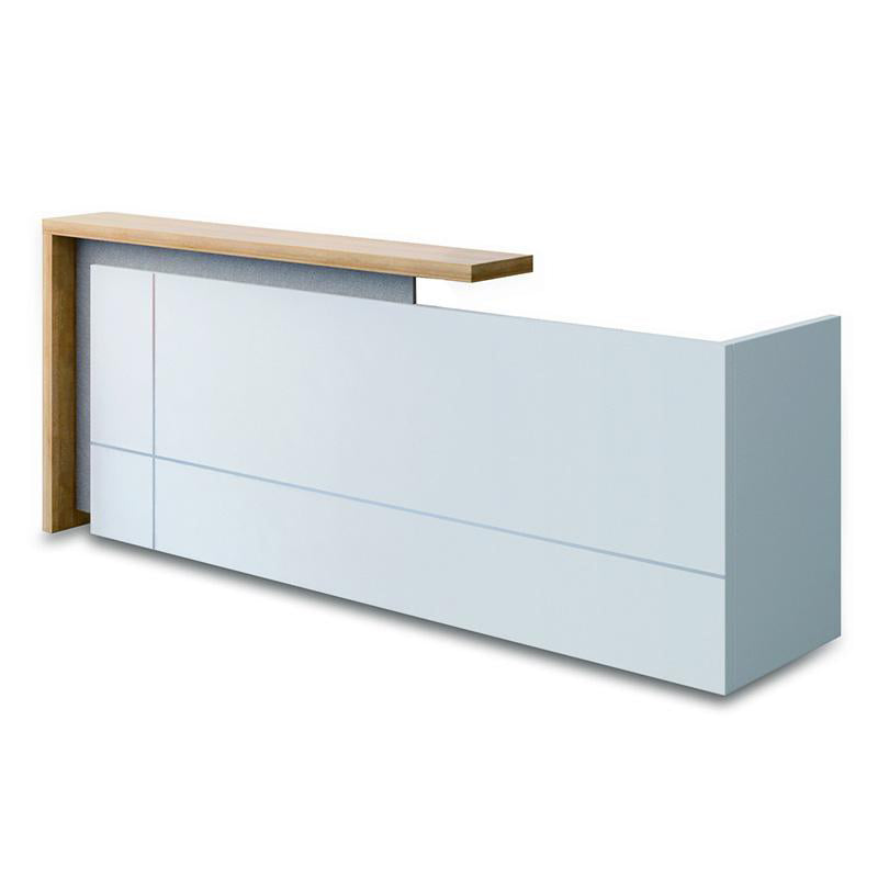 ZIVA 1.8M Modern Reception Desk with Right Panel - Solid Oak & White Finish - Perfect for Office Lobby, Hotel Front Desk & Corporate Waiting Areas