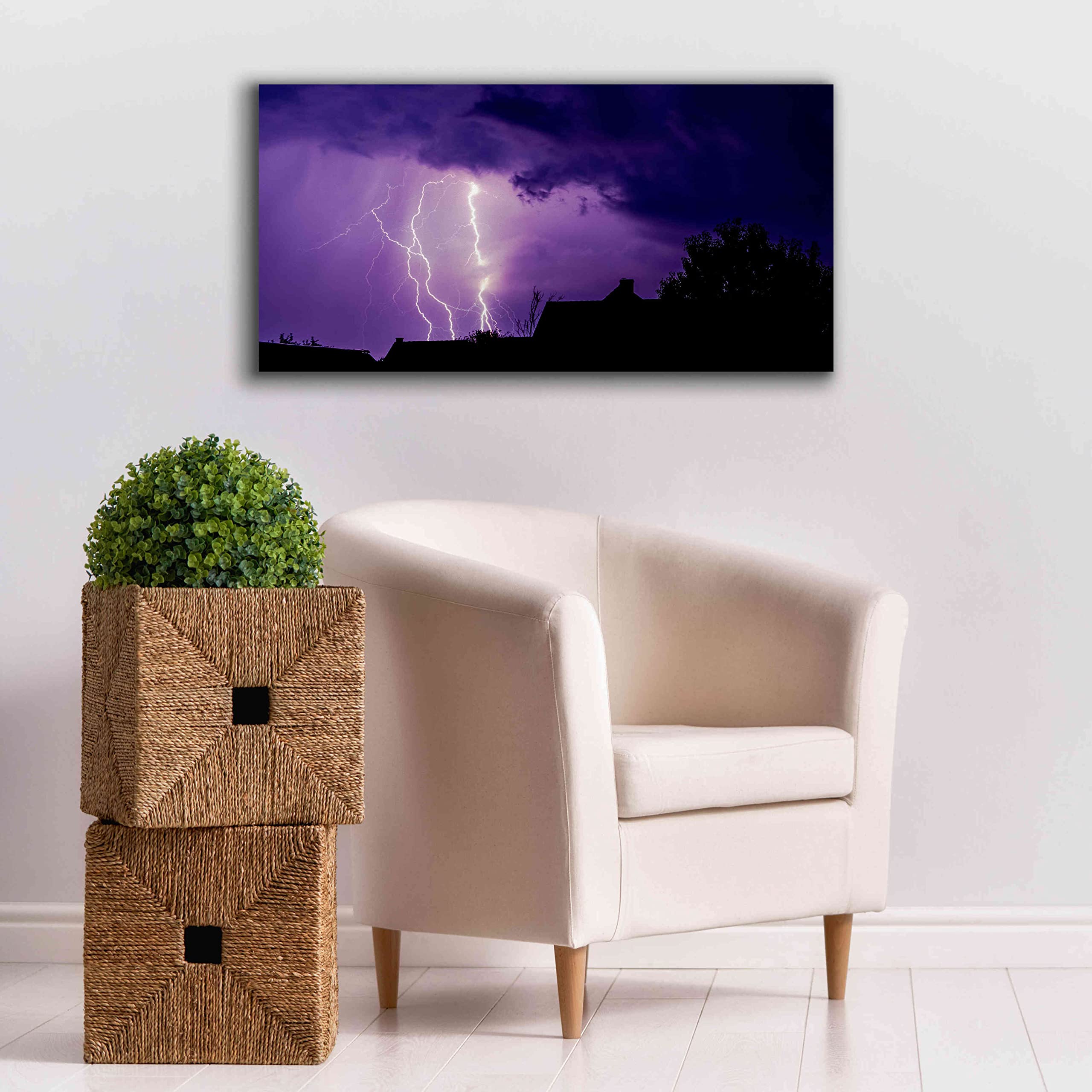 Epic Graffiti 'Amethyst Lightning' Giclee Canvas Wall Art Print - 40x20 Inches - Modern Abstract Street Art for Living Room, Bedroom & Office Decor
