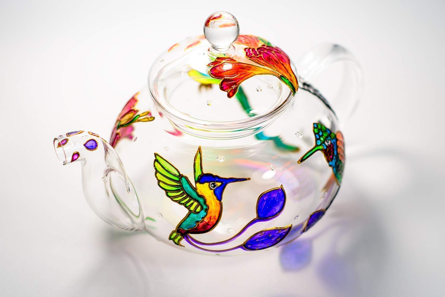 Hand-Painted Hummingbird & Floral Teapot Set with 2 Cups & Saucers - Elegant Wedding Gift for Mom, Mother's Day Present - Luxury Tea Party Accessories for Bridal Showers, Afternoon Tea & Special Occasions
