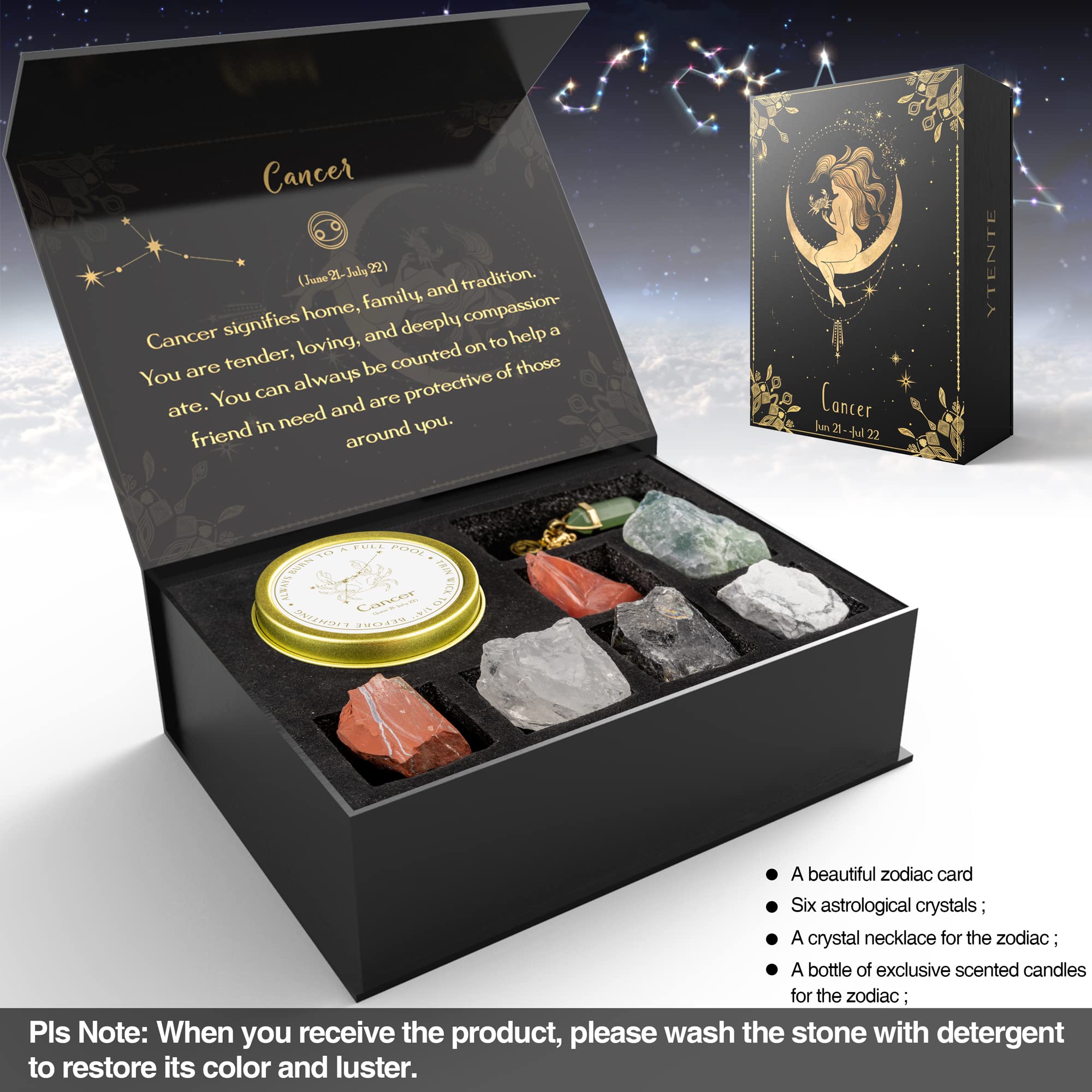 Crystals Healing Stone Gift Set with Zodiac Sign Scented Candles & Horoscope Necklace - Perfect Birthday, Valentine's Day Gifts for Women, Sisters, Daughters - Ideal for Meditation, Relaxation, and Home Decor