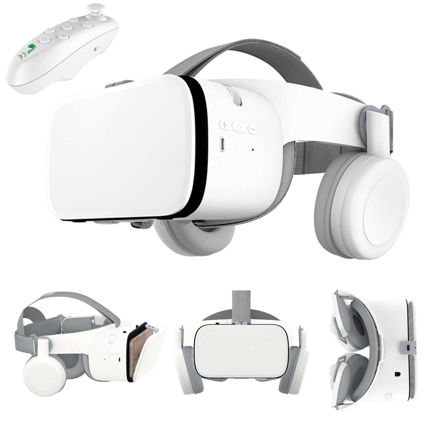 3D VR Virtual Reality Headset with Bluetooth Headphones - Compatible with iPhone 12/11/Pro/Max/Mini/X/R/S/8/7 & Samsung Galaxy S10/S9/S8/S7/Edge/Note/A10/9/8 (4.7-6.2