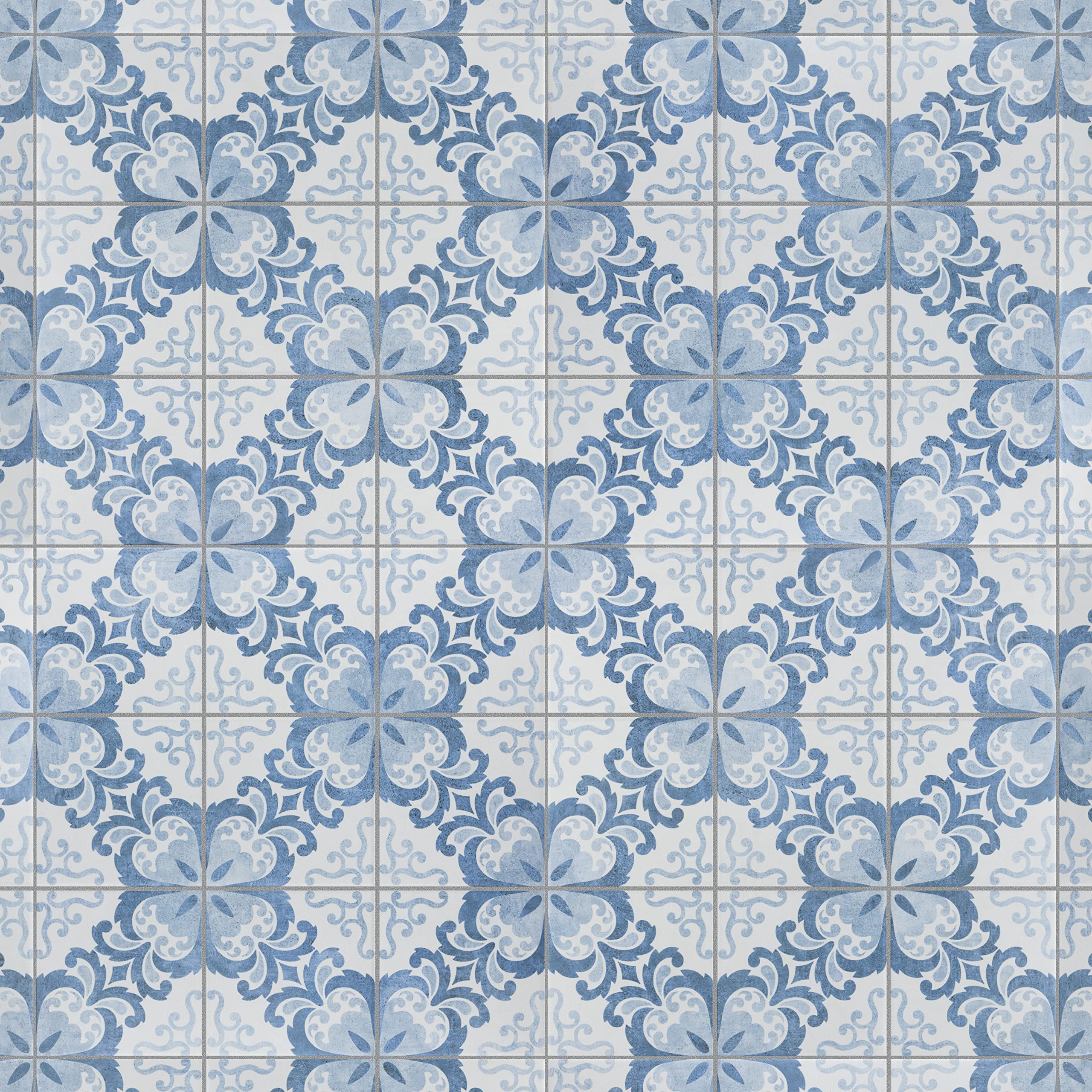 Merola Tile Harmonia Floral Lattice Blue 13