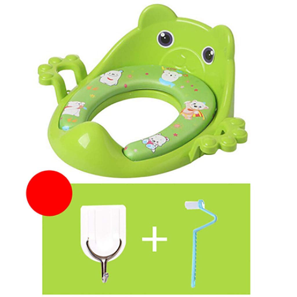 Universal Baby Toilet Training Seat for Boys & Girls Ages 1-8 - Portable, Adjustable, Non-Slip Children's Potty Seat Cushion with Easy-Grip Handles | Home & Travel Use | Green