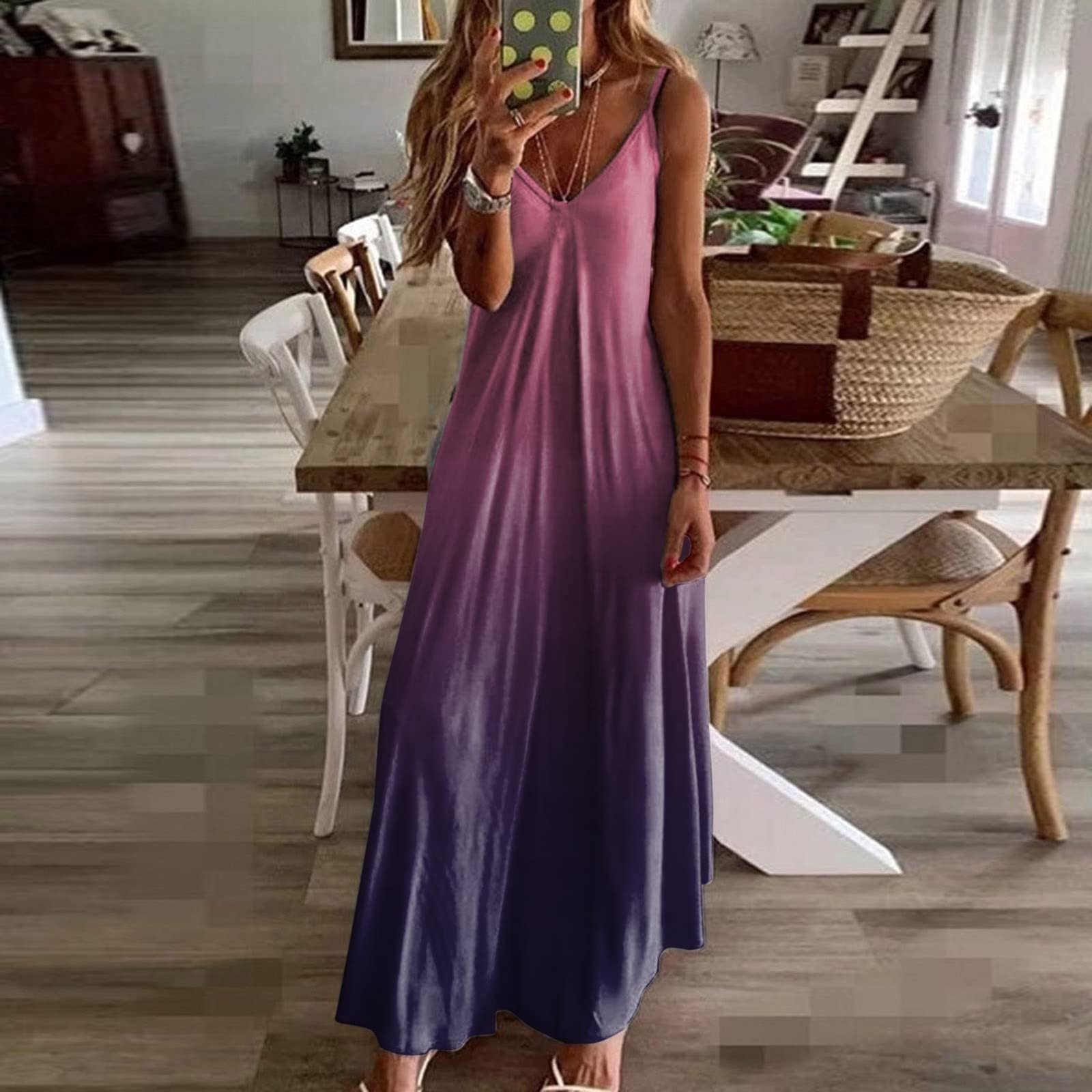 Women's Floral Boho Maxi Dress - Sleeveless Loose V-Neck Summer Sundress for Vacation & Beach | Casual Wear for Outings, Parties & Travel 2025