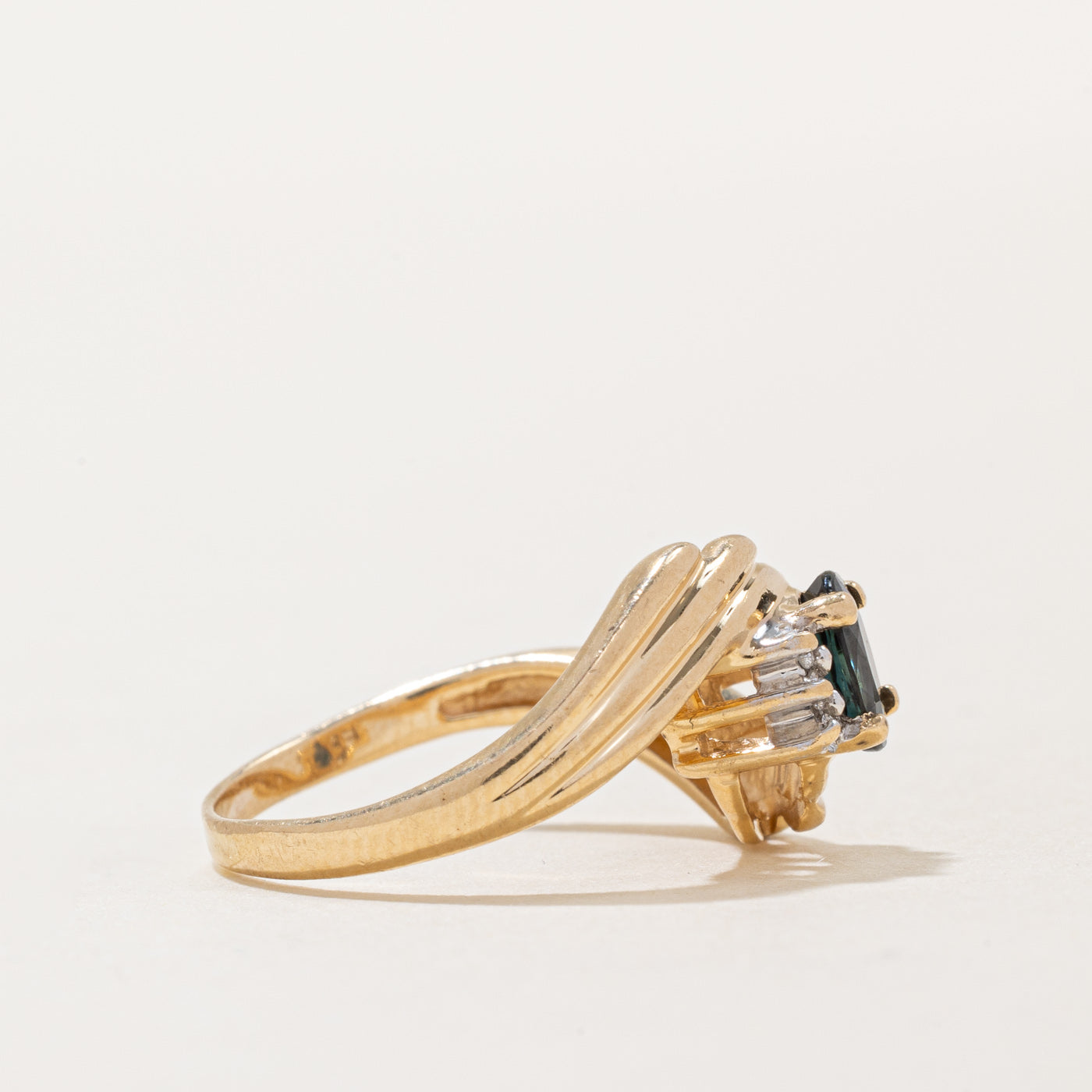 Exquisite 0.55ct Sapphire & 0.06ct Diamond Bypass Ring - Size 5.25 | Elegant Blue Gemstone Engagement Wedding Band | Perfect for Proposals, Anniversaries & Special Occasions