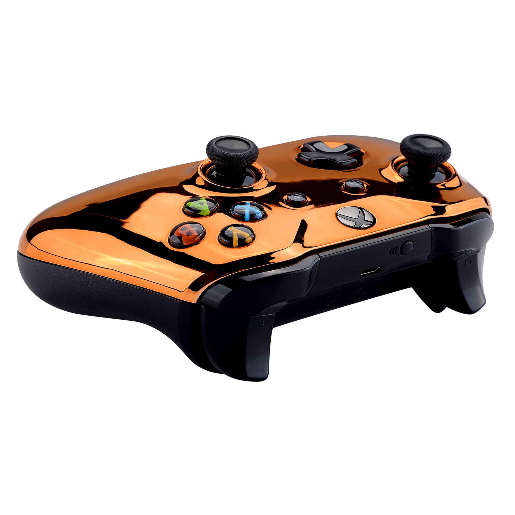 eXtremeRate Chrome Orange Front Housing Shell Faceplate for Xbox One S & Xbox One X Controller (Model 1708) - Custom Replacement Cover for Enhanced Gaming Experience - Perfect for Gaming Enthusiasts & DIY Modders