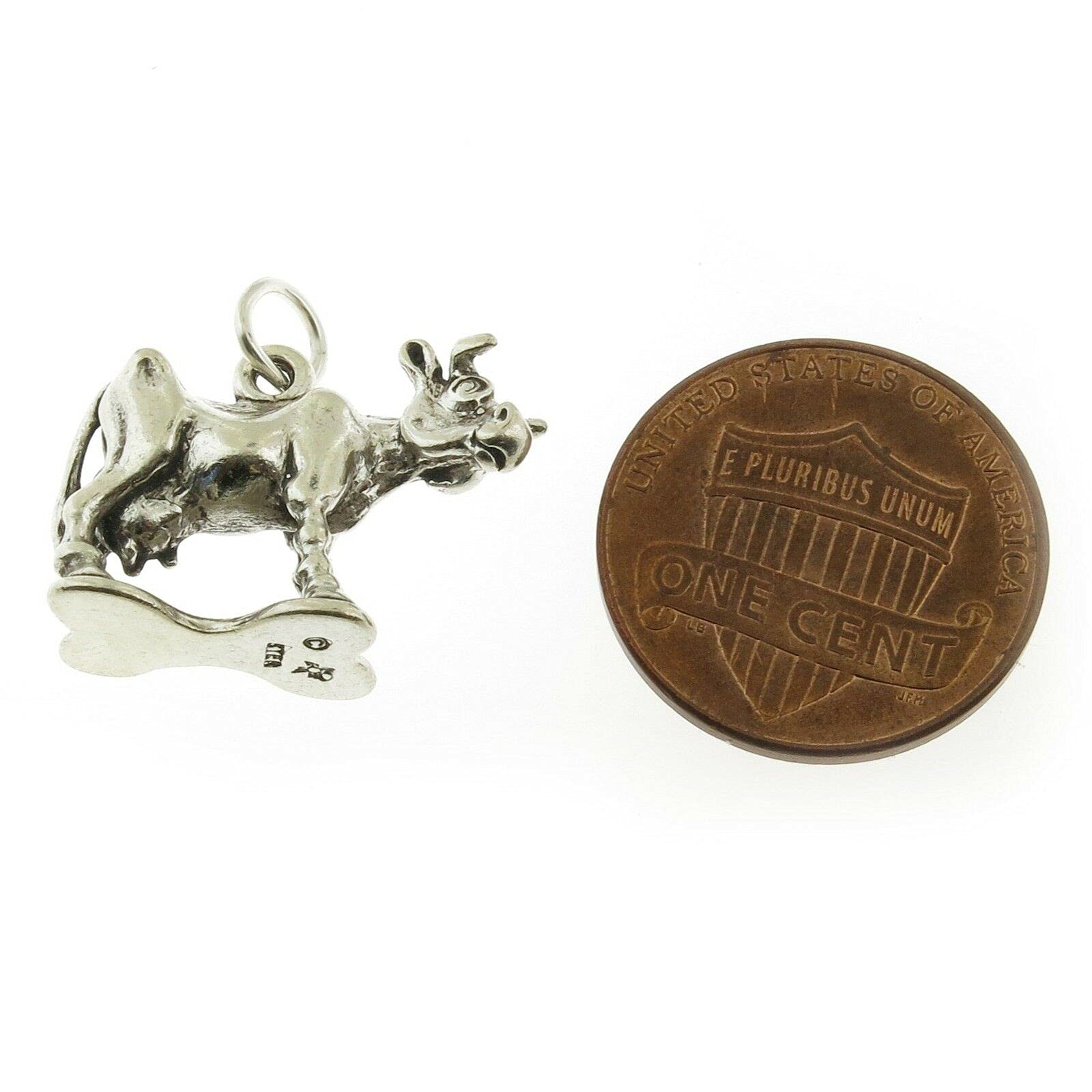 925 Sterling Silver Cow in Pasture Charm Pendant - Handmade in USA - Jewelry Making Supplies for DIY Crafting - Perfect for Necklaces, Bracelets & Gift Giving