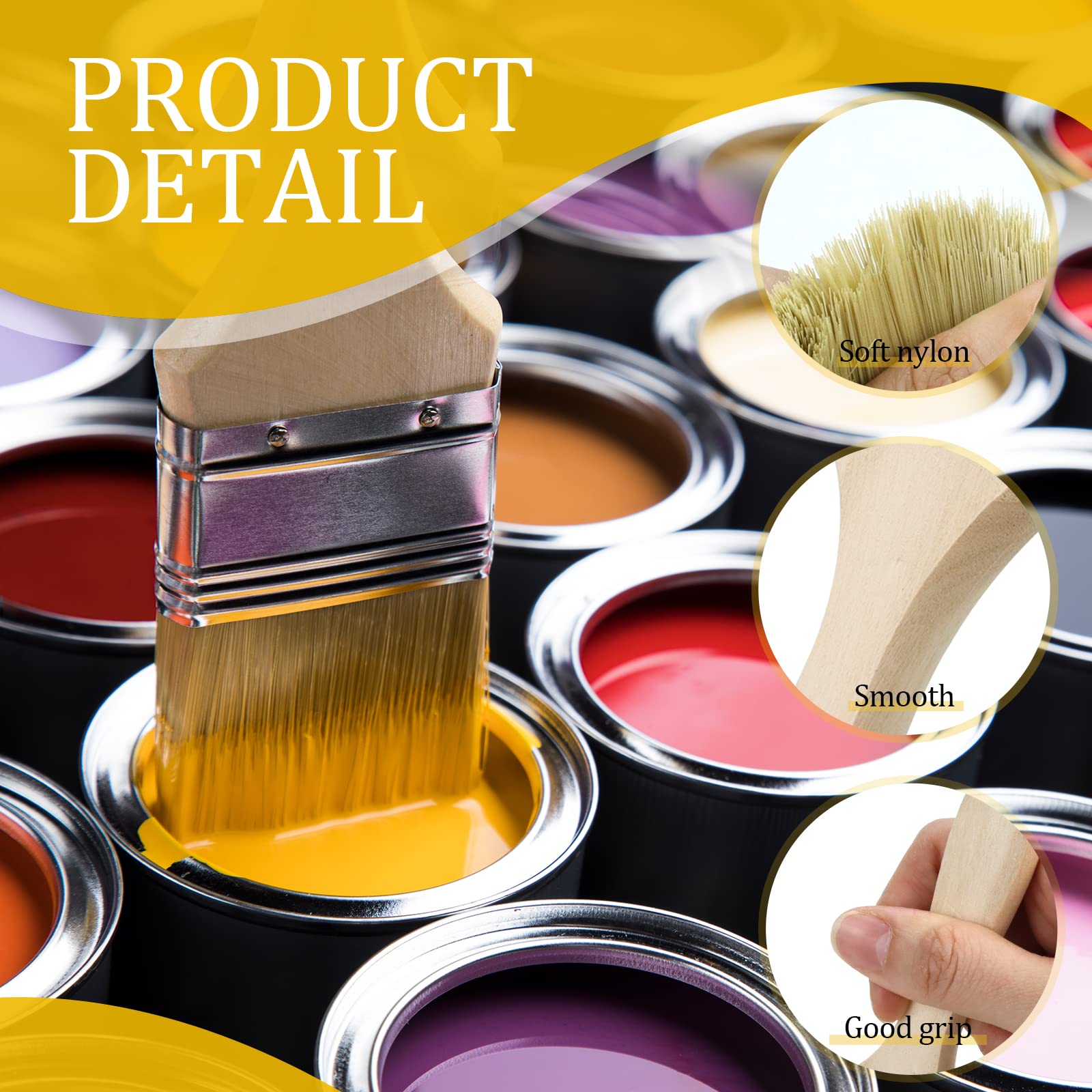 Premium 2-Inch Paint Brushes for Paint, Stains & Varnishes - Professional Wood, Wall & Furniture Painting Tools - Includes Brush Cleaner (Pack of 48) - Perfect for DIY Home Projects & Artist Watercolor Painting