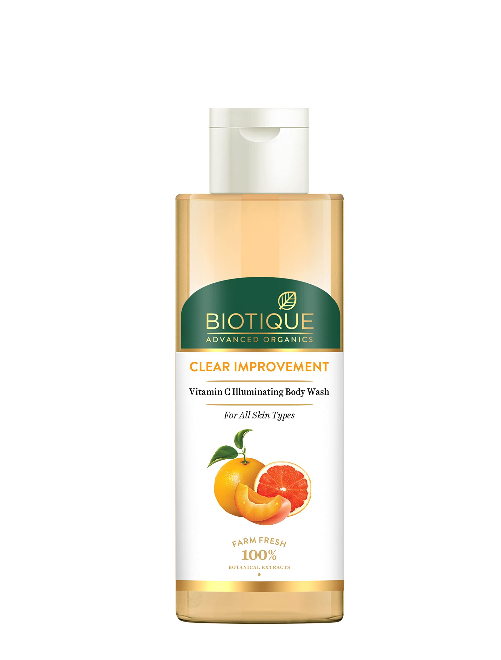 Biotique Advanced Organics Vitamin C Illuminating Body Wash 200ml - Brightening & Hydrating Shower Gel for Glowing Skin | Perfect for Morning Routine & Spa Day