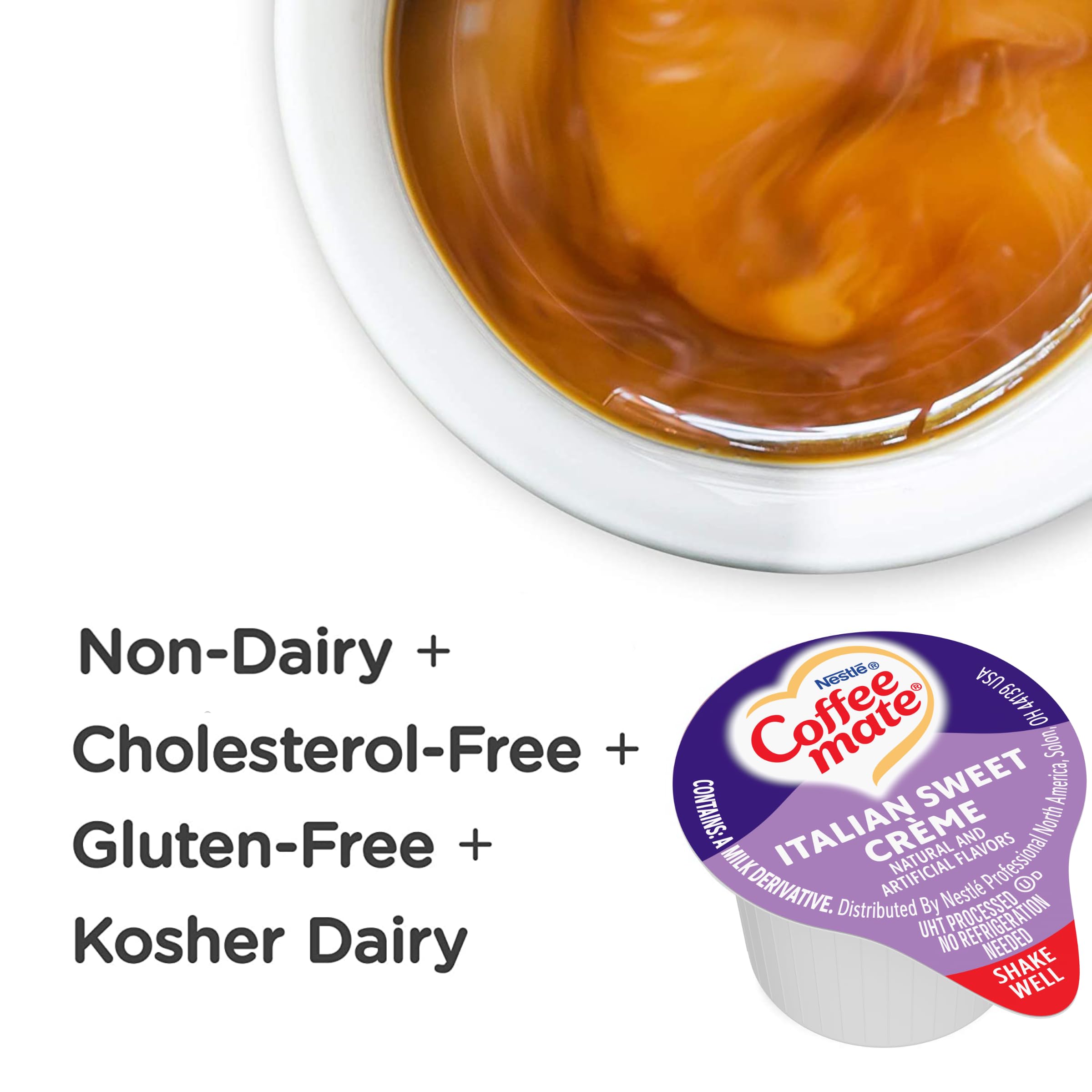 Coffee-Mate 84652 Italian Sweet Creme Liquid Coffee Creamer - 50 Count (0.375 oz Cups) - Perfect for Office Coffee Stations, Cafes & Home Brewing