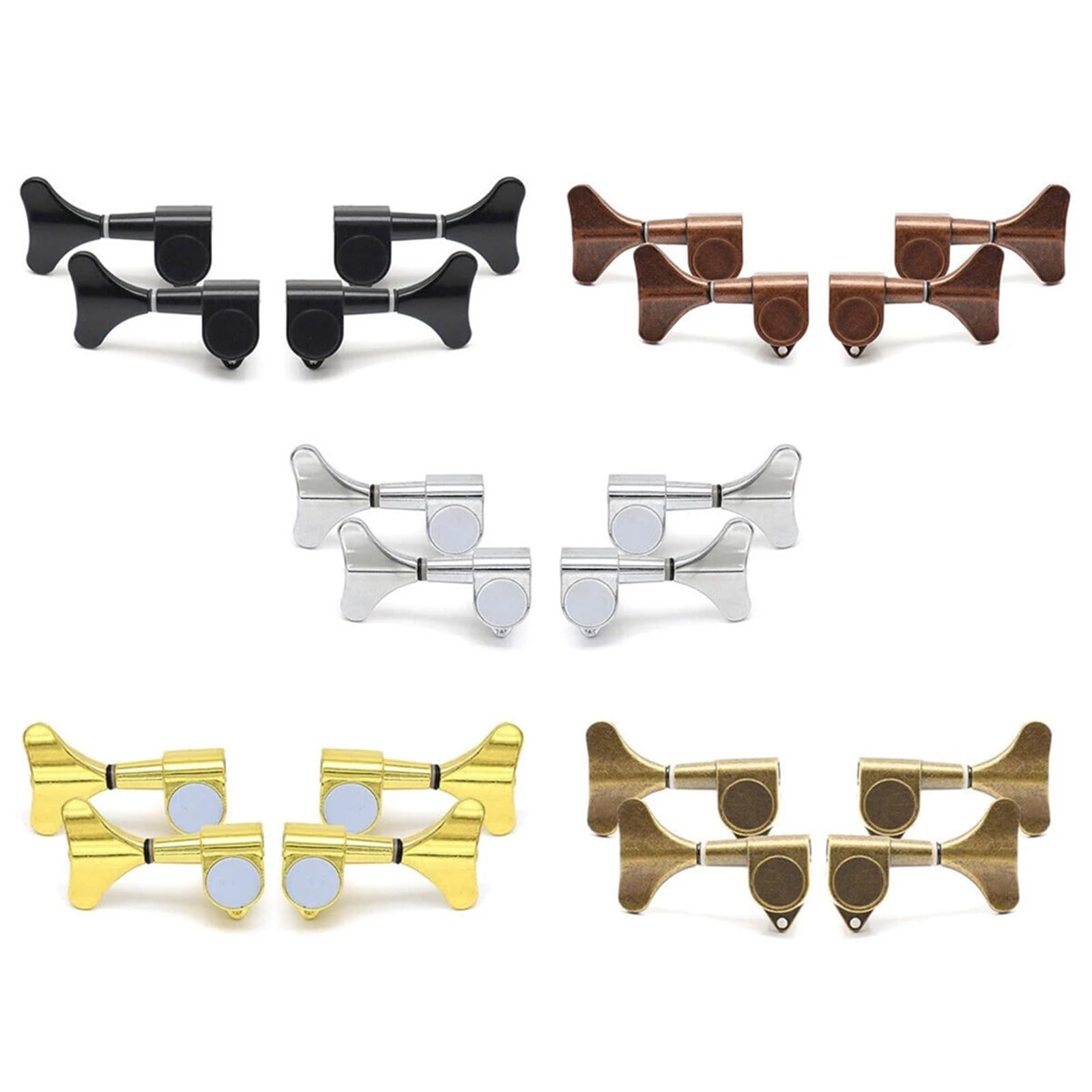 Premium 4-String Bass Guitar Tuners - 2L2R/4L/4R/3R1L Fish Tail Style Machine Heads with 5 Color Options (Bronze) - Perfect for Jazz, Rock & Studio Bass Players
