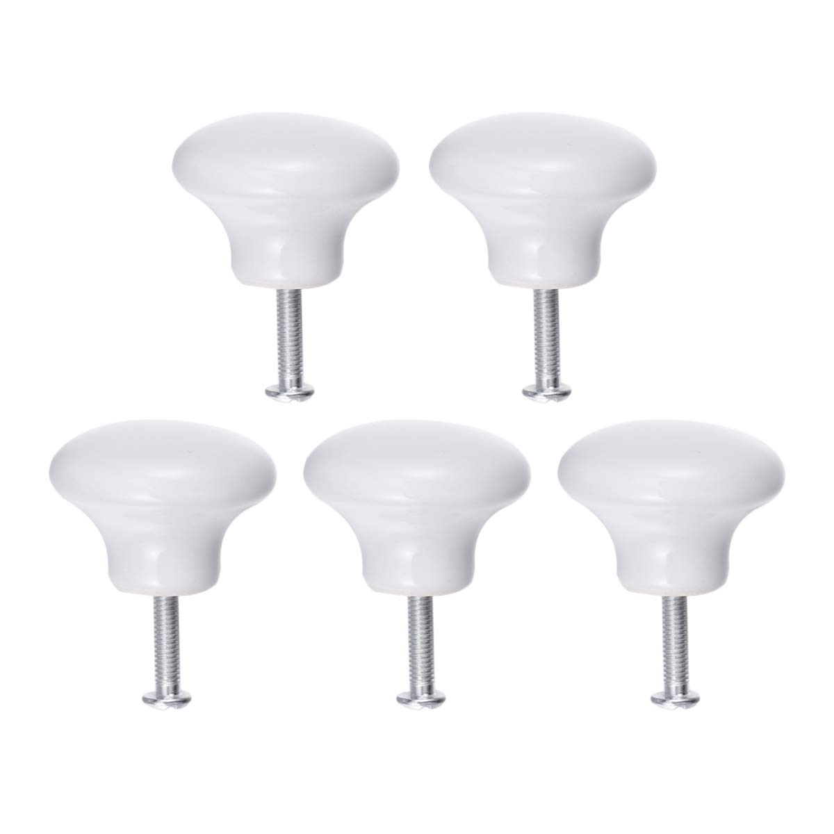 VORCOOL 5-Pack White Ceramic Cabinet Knobs - Round Drawer Pull Handles for Kitchen Cupboards & Furniture - Durable Ceramic Hardware for Cabinets, Dressers, and Home Decor (White)