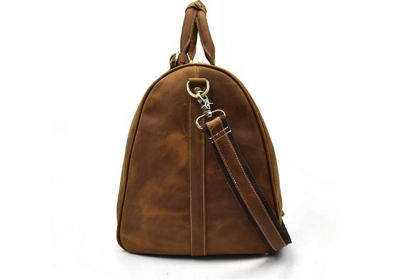 Premium Genuine Leather Duffel Bag for Men & Women - Waterproof Travel Luggage & Weekender Bag for Gym, Business Trips, Outdoor Adventures & Weekend Getaways
