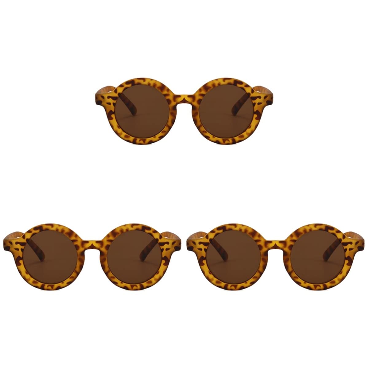 GALPADA 2-Pack Kids Sunglasses - Leopard Print Retro Vintage Brown Sun Glasses for Boys & Girls - Perfect for Outdoor Play, Beach, and Summer Activities