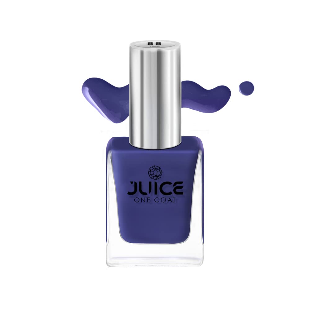 JUICE Quick-Dry Long Lasting Chip Resistant Gel Finish High Gloss Nail Polish - F&D Approved Colors & Pigments | Indigo Shade #88 | Perfect for Salon Quality Manicures & Everyday Wear