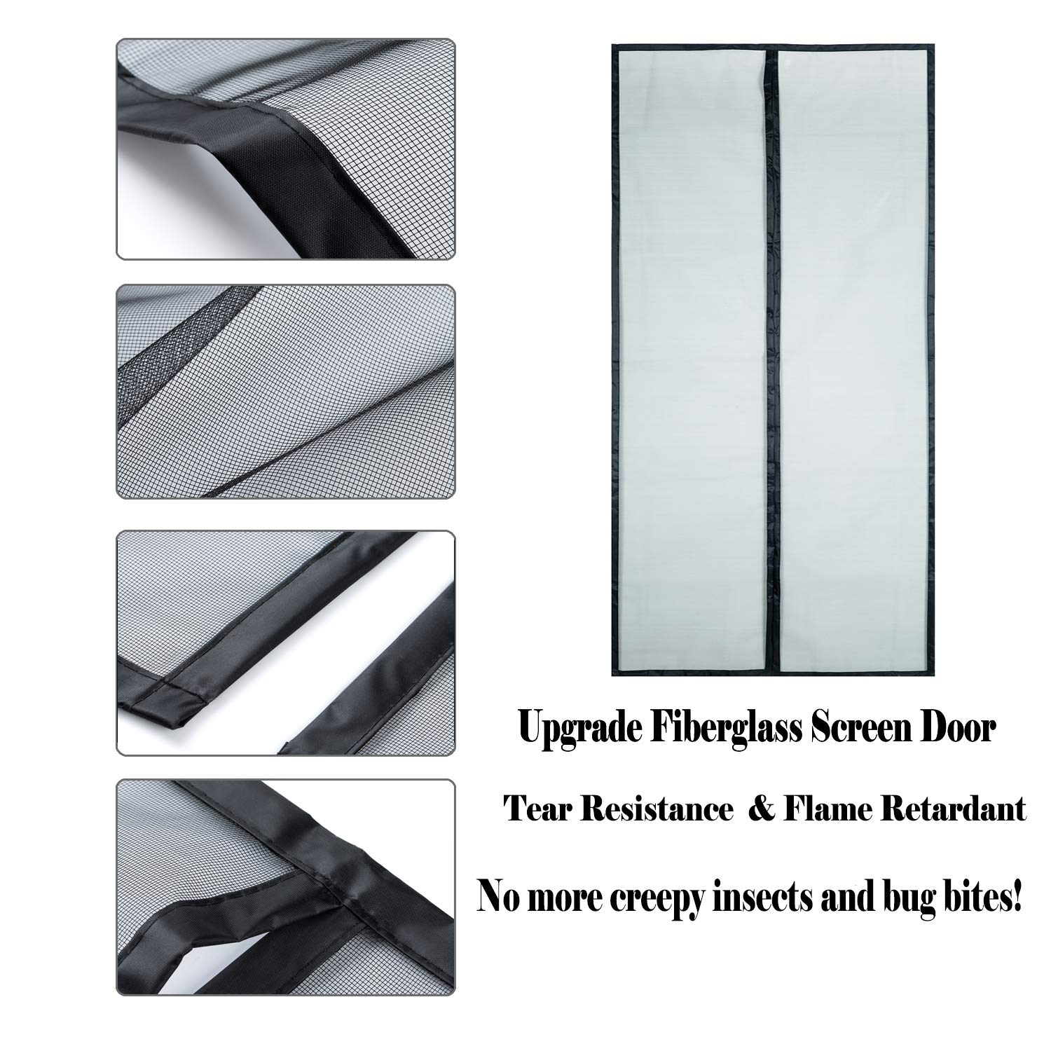 Fiberglass Magnetic Window Screen - Flame Retardant, No Drilling, 35