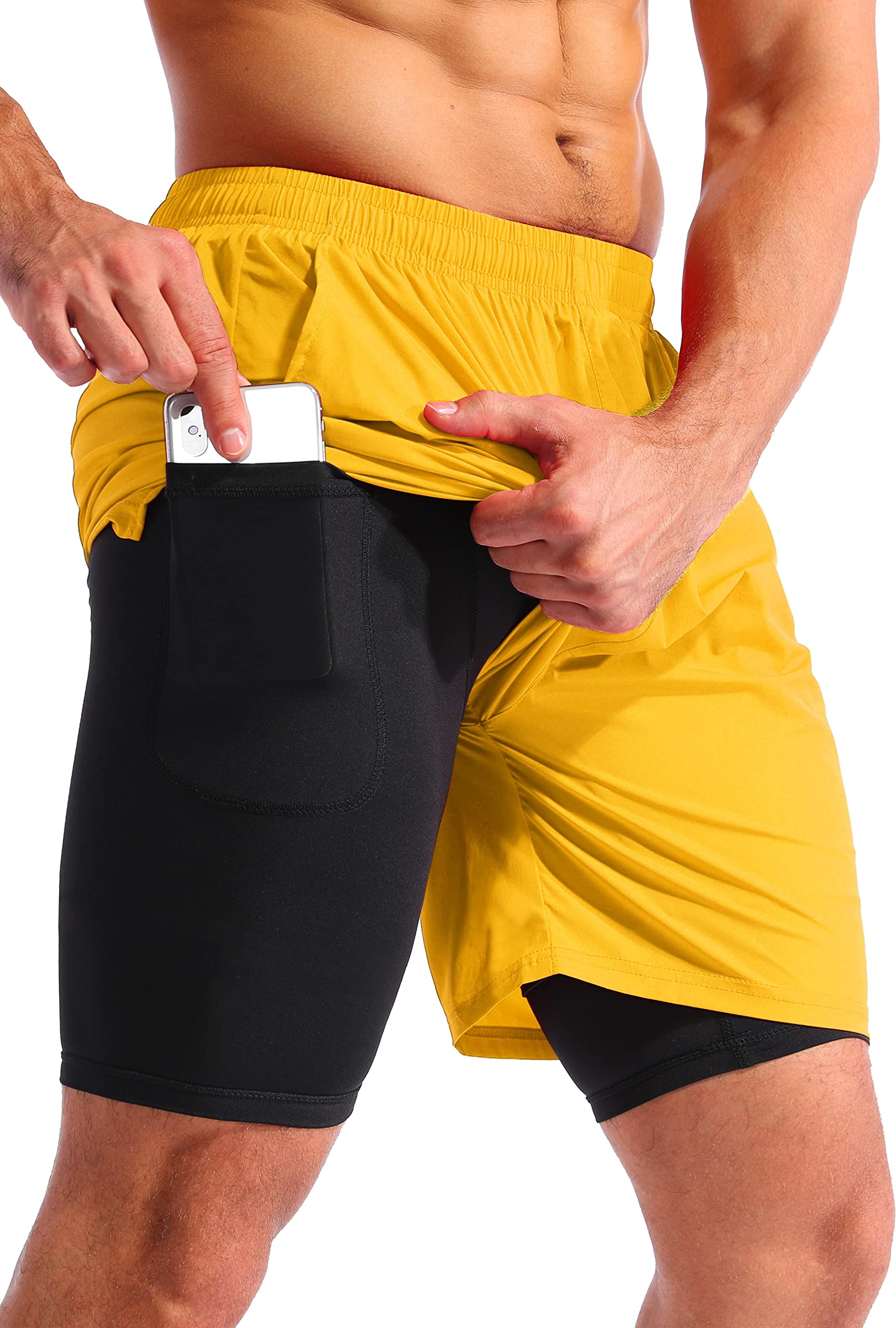 Pudolla Men's 2-in-1 Running Shorts 7