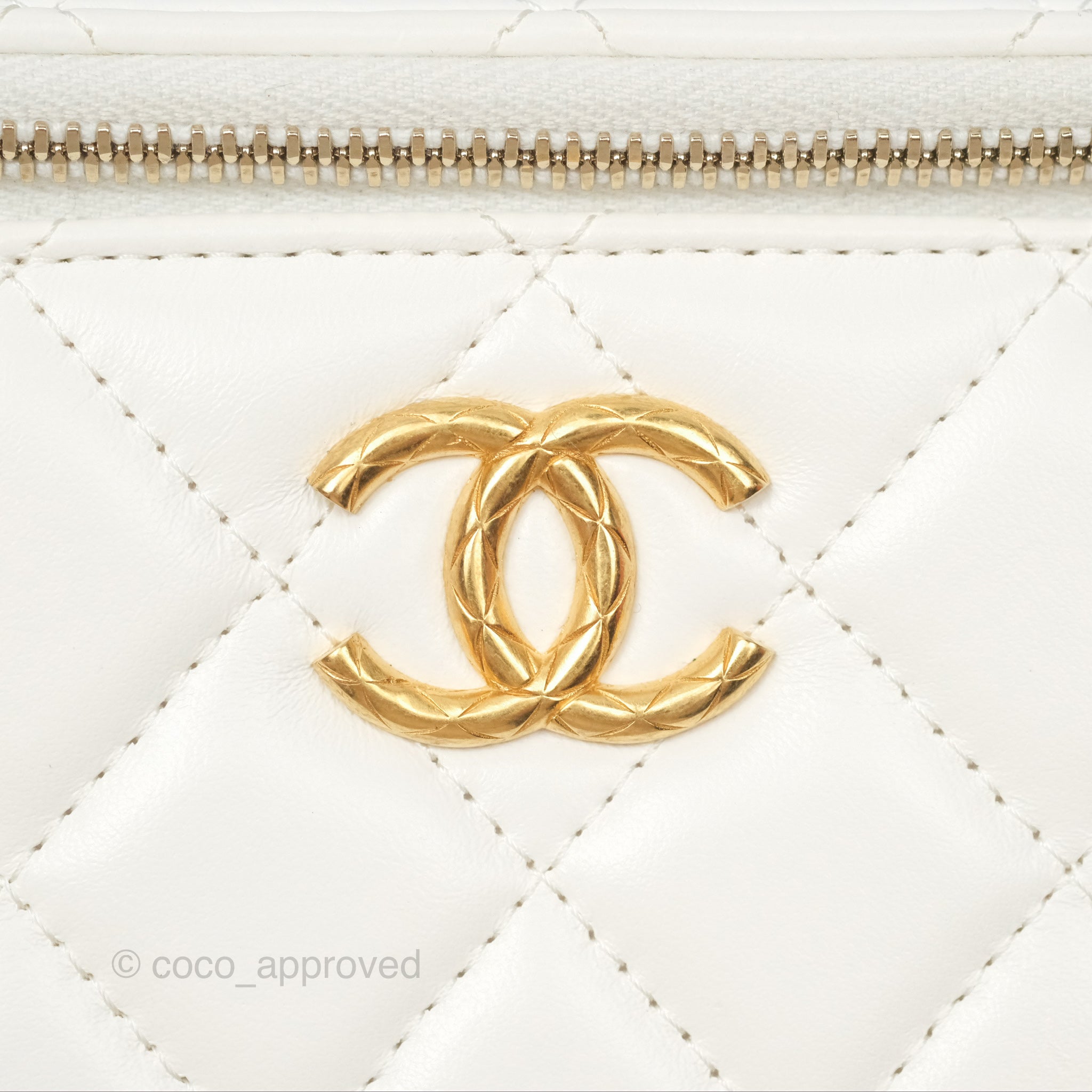 Chanel All Slide Vanity Bag with Adjustable Chain - White Lambskin Leather & Aged Gold Hardware - Luxury Crossbody Bag for Women, Perfect for Parties & Evening Events