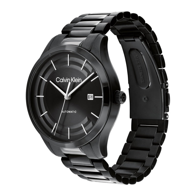 Calvin Klein Iconic Automatic Black Steel Watch 25300023 for Men - Stylish & Durable Timepiece for Business, Casual & Formal Occasions