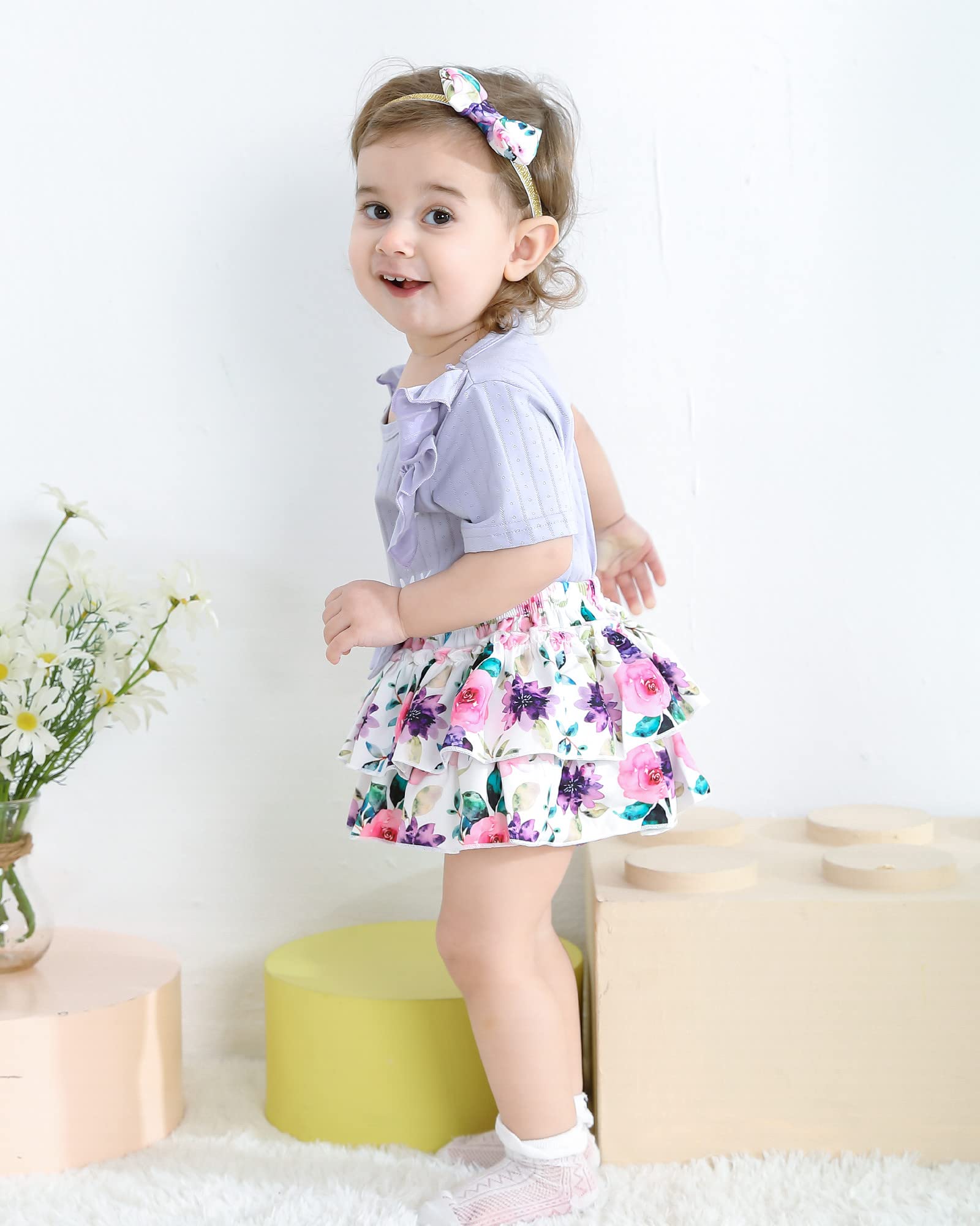 Mioglrie Newborn Baby Girl Clothes Set - Floral Romper & Shorts Outfit for Summer | Cute Infant Toddler Outfits for Girls 0-24 Months | Perfect for Playdates, Beach Trips & Family Photos