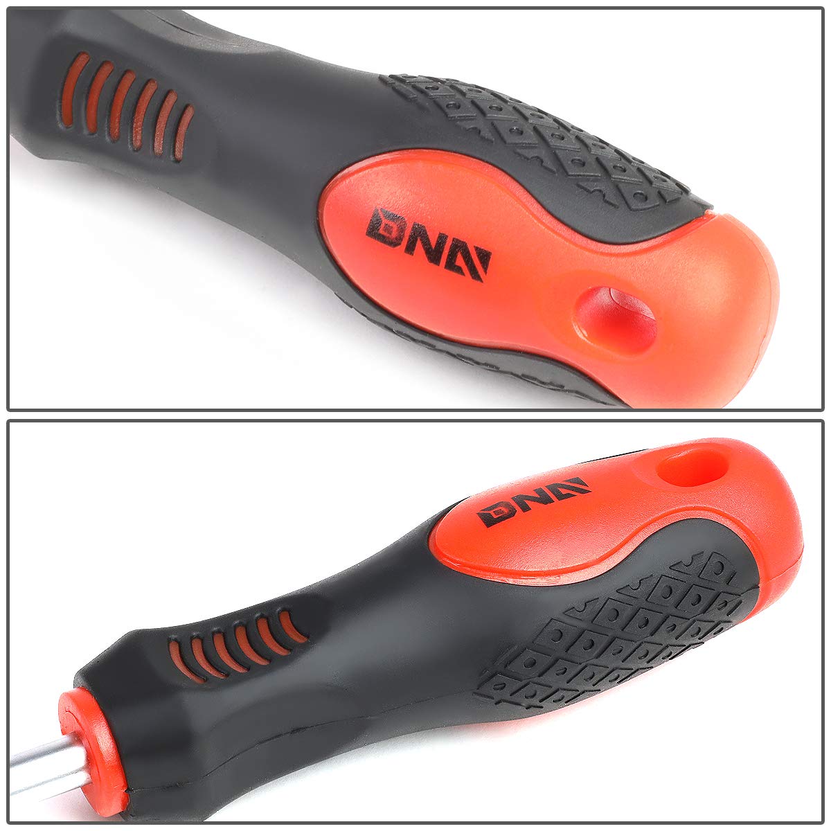 DNA Motoring TOOLS-00079 10-Piece Chromoly Steel Non-Slip Handle Screwdriver Set - Flat & Cross Tip for Home Repair, Automotive, and DIY Projects