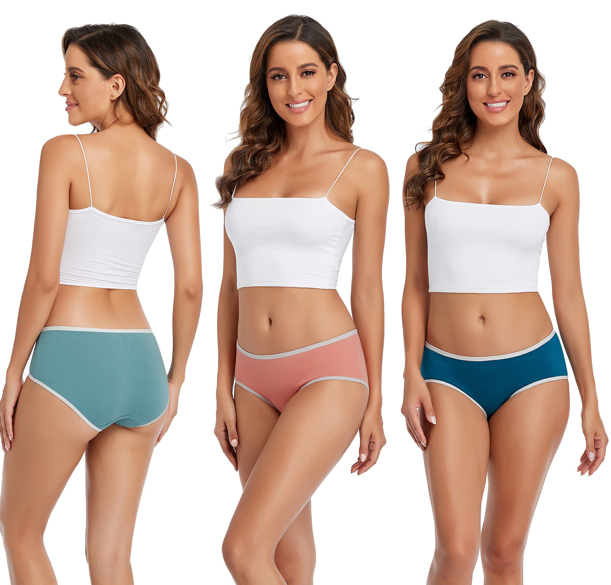 Comfortable Women's Cotton Underwear - Mid Rise Hipster Panties Full Coverage Stretchy Soft Breathable Underwear Pack for Everyday Wear, Workout & Lounge