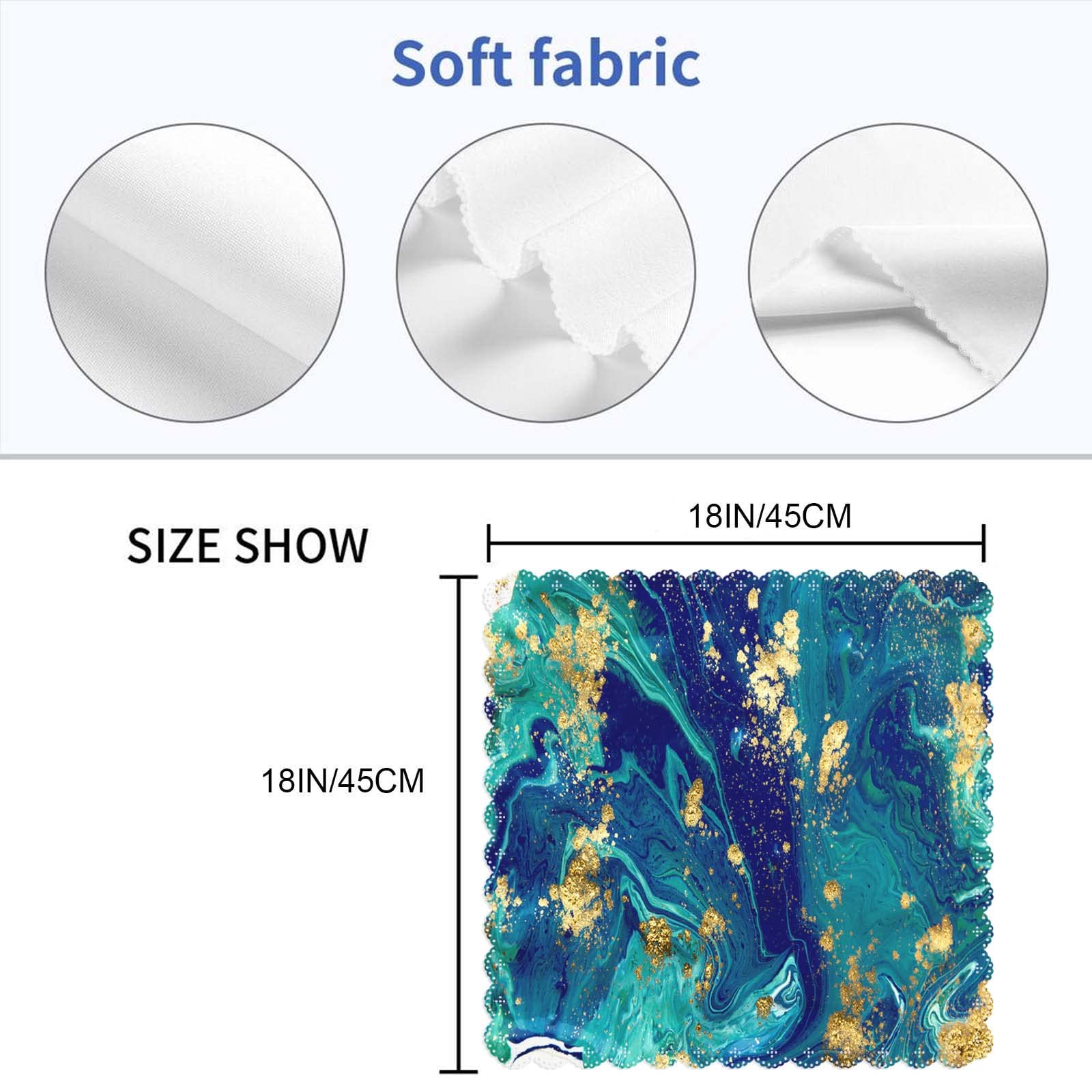 Yibeas Set of 4 Blue Abstract Marble Pattern Table Napkins - 18x18 Inch Decorative Kitchen Dinner Cloth Napkins for Home Dining, Parties & Holiday Decor