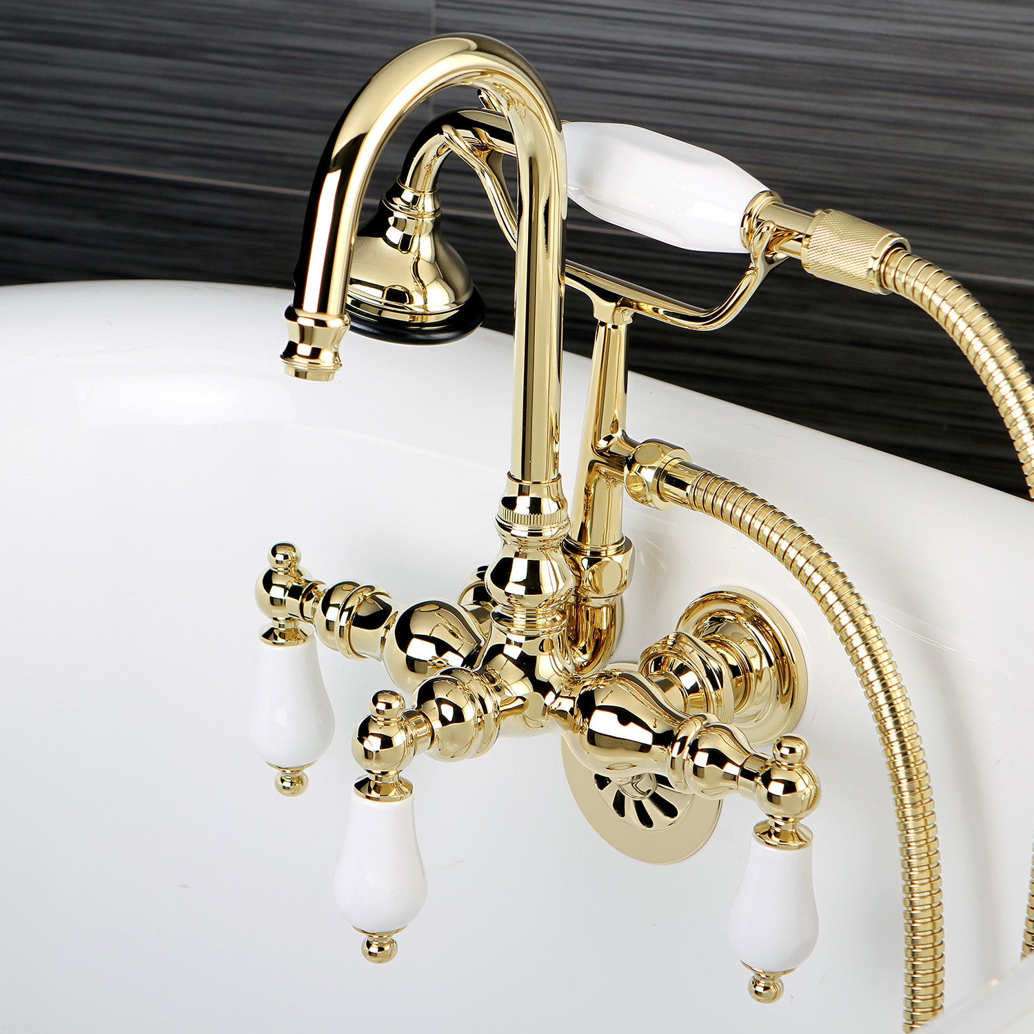 Vintage Clawfoot Tub Faucet with Hand Shower - 3 Handle Wall Mount Brass Bathtub Faucet for Antique Bathrooms | Perfect for Classic Bathroom Renovations & Luxury Spa Retreats