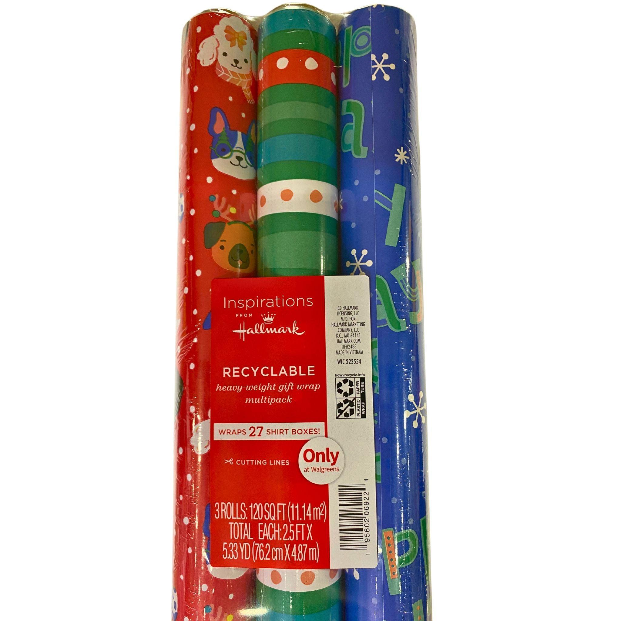 Hallmark-Inspired Recyclable Heavy Duty Gift Wrap Multipack (120 Pcs) - Perfect for Christmas, Birthdays & Special Occasions