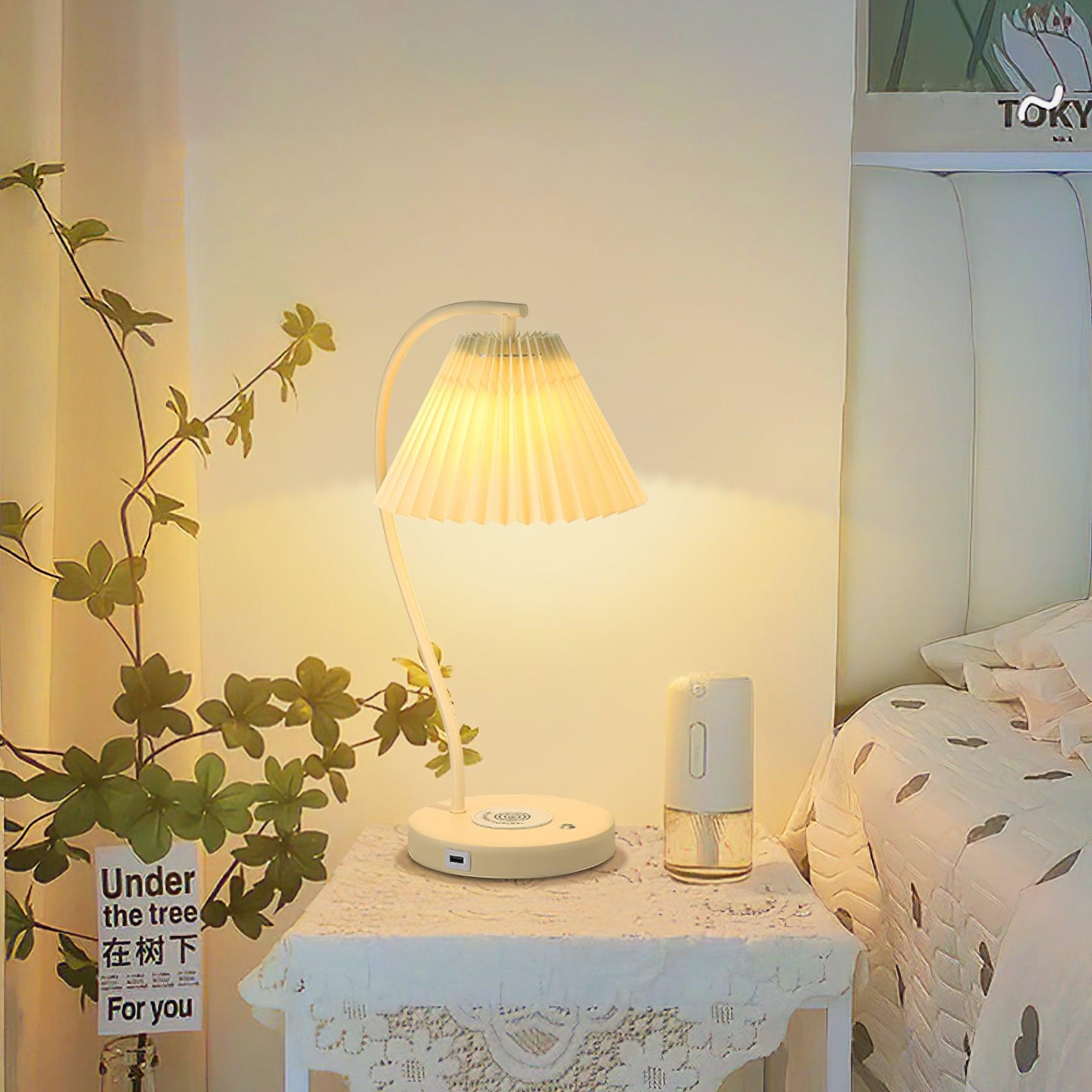 Crescini Pleated Table Lamp - Modern Bedside Lighting for Bedroom, Living Room & Office - Soft Ambient Light for Relaxation & Decor