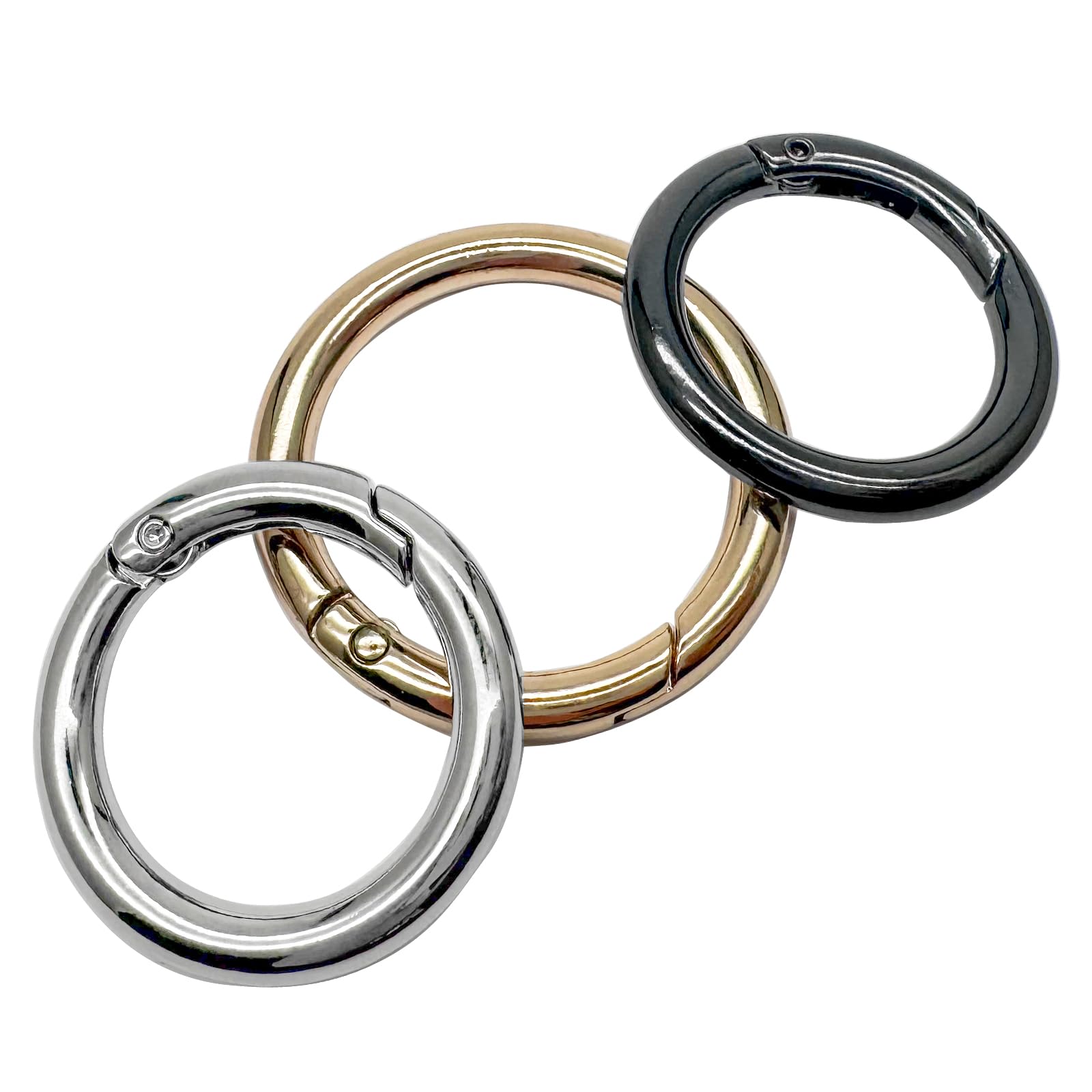 Stainless Steel Spring Clip Round Carabiner Ring - Heavy Duty Keychain Hook for Outdoor Gear, Keys, Dog Leash & Camping Equipment (Pack of 5) - Perfect for Hiking, Backpacking, Climbing & Daily Use