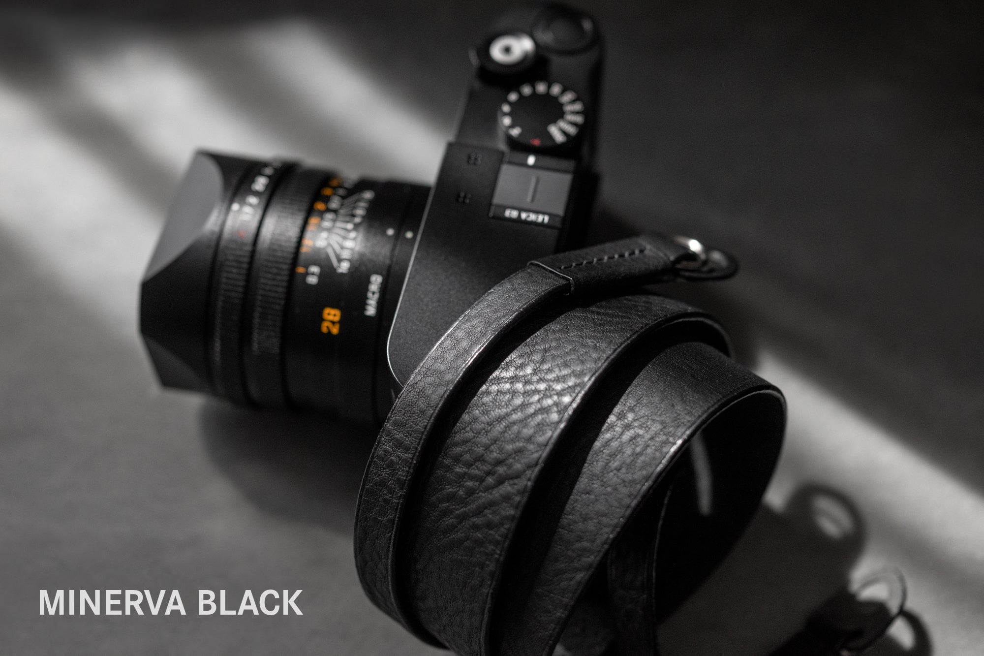 Arte di Mano Boa XL Camera Neck Strap - 120cm Minerva Black with White Stitching | Premium Leather Camera Accessory for DSLR & Mirrorless Cameras | Comfortable & Adjustable for Photographers & Videographers