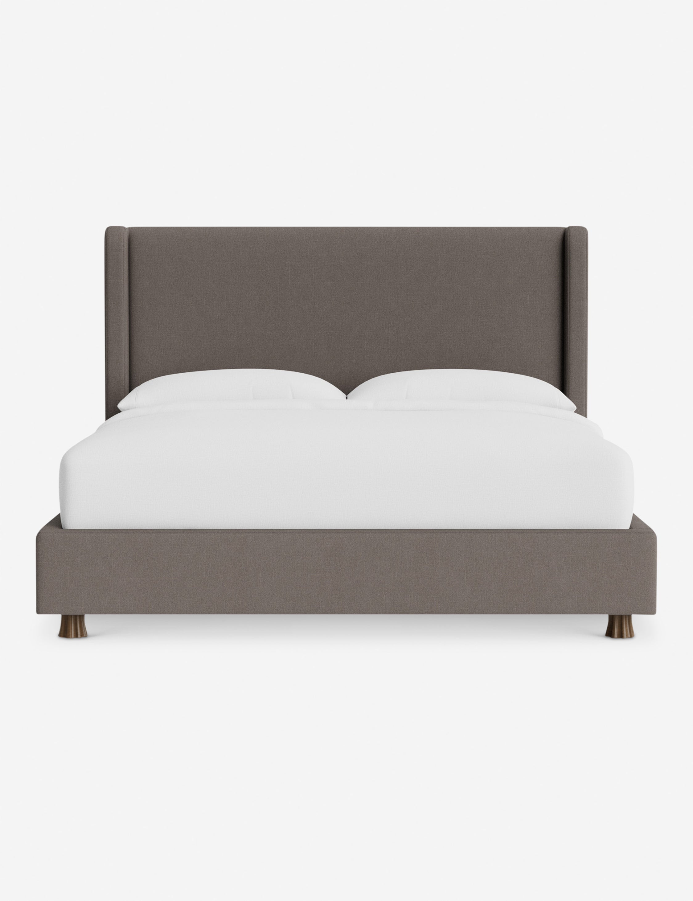 Domme Platform Bed by DISC Interiors - Modern Minimalist Wooden Bed Frame with Upholstered Headboard | Perfect for Contemporary Bedroom, Guest Room or Studio Apartment