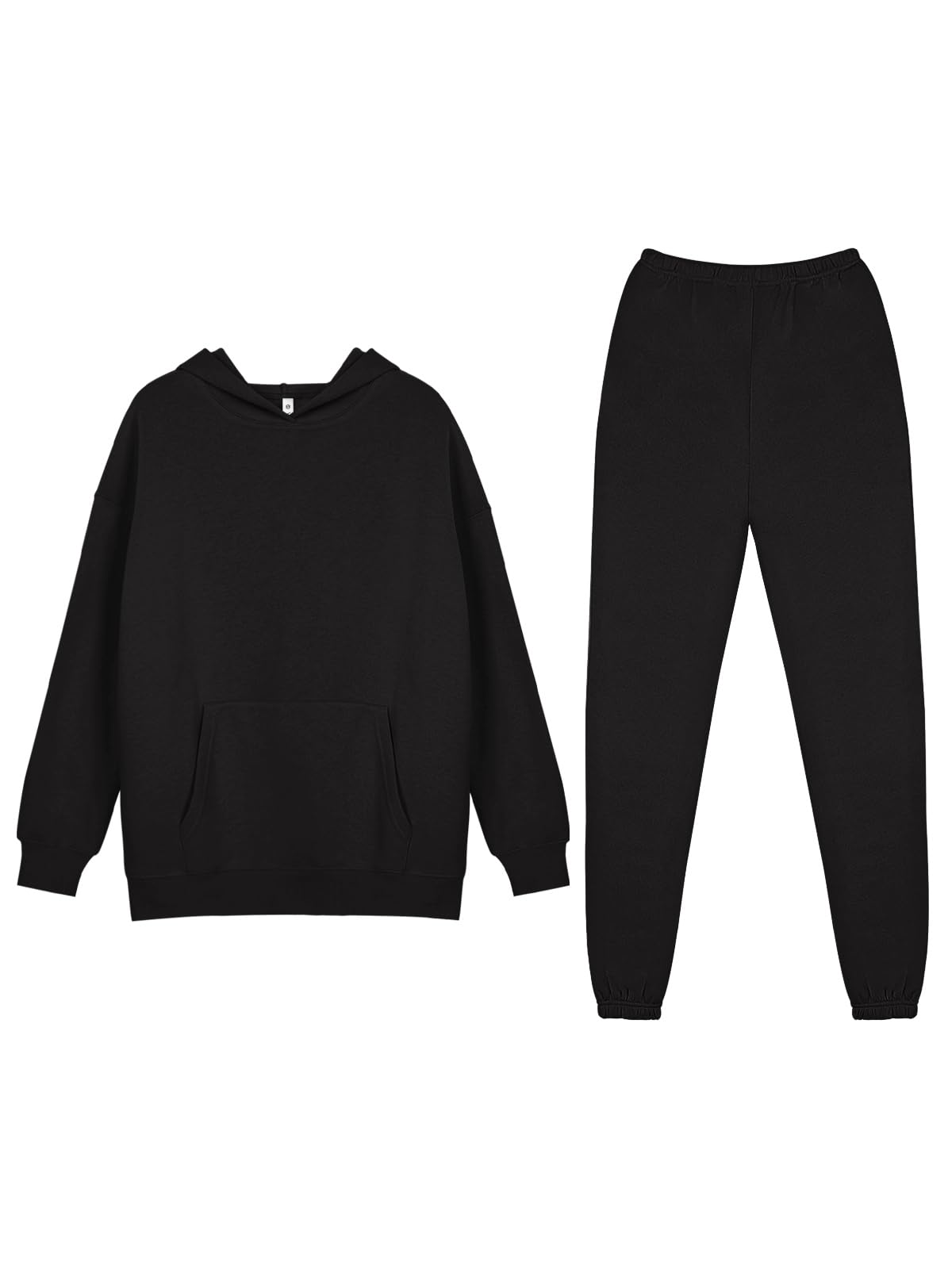 REORIA Women's Soft Cotton Lounge Wear Set - Warm Cozy Two Piece Outfit, Plus Size Hoodie & Jogger Tracksuit for Home, Travel & Casual Wear