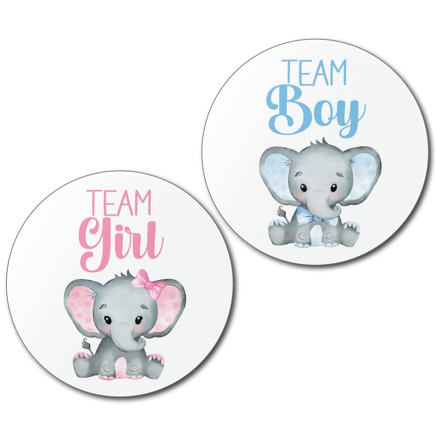36-Pack 2.5 Inch Elephant Gender Reveal Stickers - Pink & Blue Baby Shower Decorations for Boy or Girl Party Supplies - Perfect for Baby Showers, Gender Reveal Parties & Nursery Decor