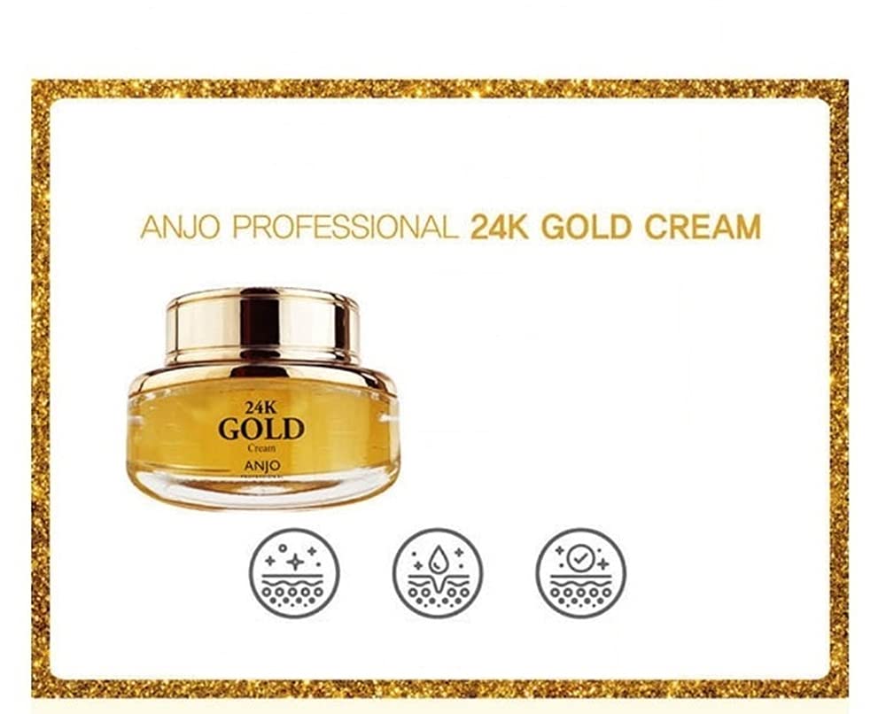 ANJO 24K Gold Skin Care Set - 6+2 Pieces (Toner 120ml, Emulsion 120ml, Essence 35ml, Cream 50g, Eye Cream 30g, Ampoule 35ml + Travel Size) - Anti-Aging Skincare Routine for Day & Night Use