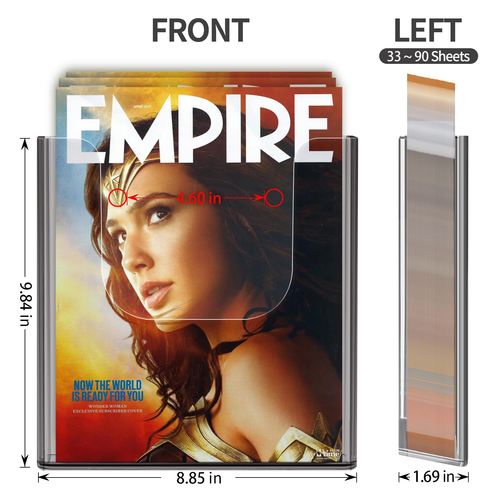 Zavekia 3-Pack Clear Acrylic Brochure Holders - 8 x 11.5 Inch Wall Mount Flyer & Literature Organizer for Office, Restaurant, Retail Store - Durable Magazine and Mail Holder (8