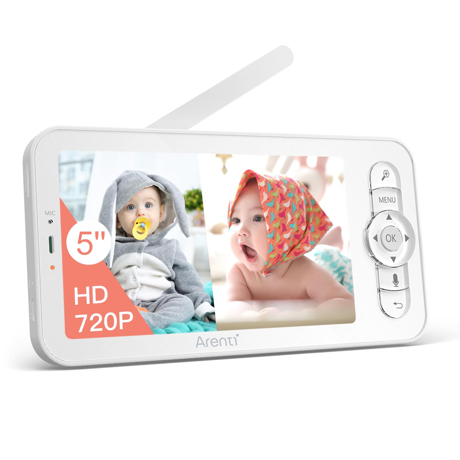 ARENTI 5 Inch Wireless Baby Monitor with HD Display - Parent Unit AInanny A4/B2/D3 Replacement | Night Vision, Two-Way Audio, Long Range | Perfect for Nursery, Bedroom & Travel Use