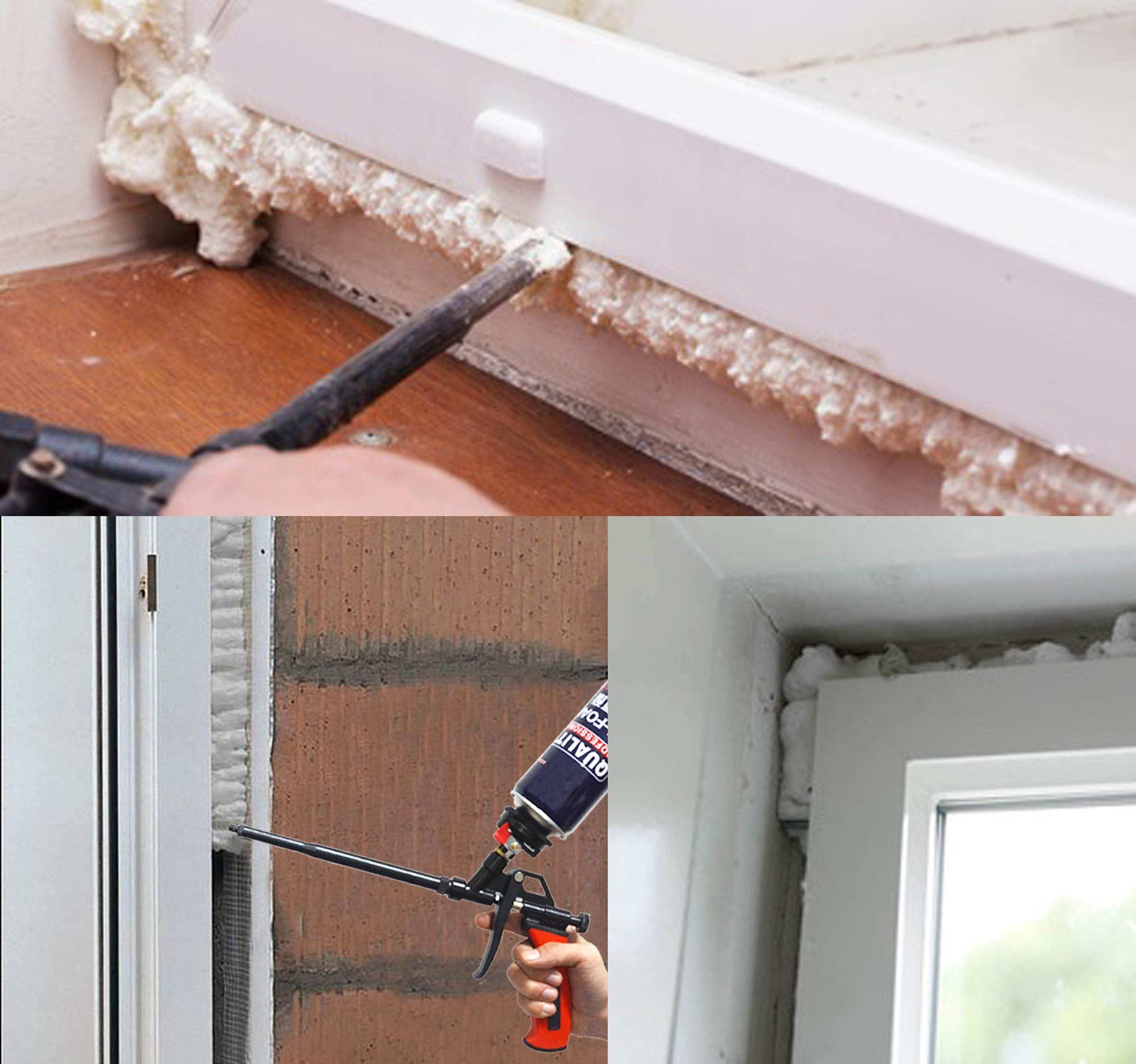 Upgraded Heavy Duty Foam Gun with PTFE Coated Metal Body - No Clean Foam Gun for Caulking, Filling & Sealing | Perfect for Home Improvement, Construction & DIY Projects