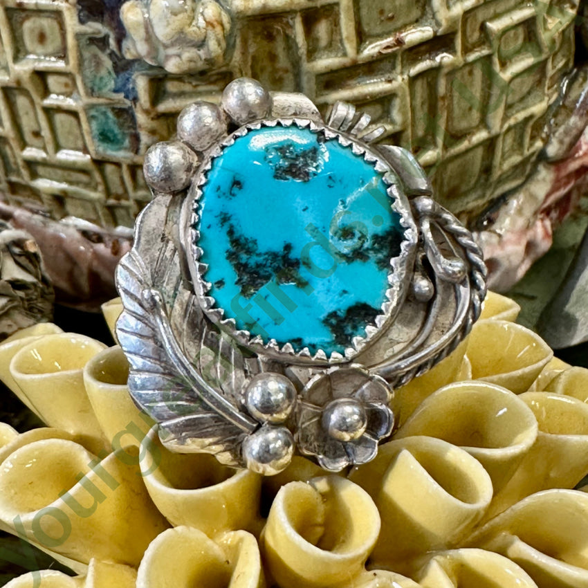 Sterling Silver Turquoise Feather Ring for Women - Size 6.25 - Handmade Native American Jewelry - Perfect for Boho Fashion, Gift Giving & Special Occasions