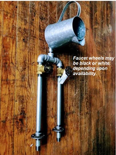 Rustic Farmhouse Galvanized Jug Faucet with Medium Round Wash Pan Sink - Vintage Style Kitchen & Bathroom Sink for Country Home, RV, Camper, and Outdoor Use