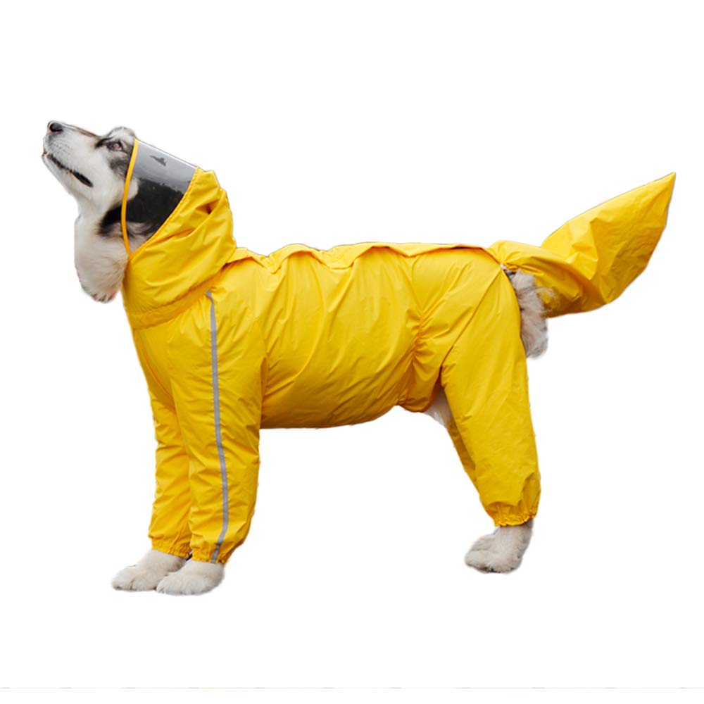 HDKUW Waterproof Dog Raincoat - Lightweight Rain Jacket with Hood for Medium to Large Dogs, Yellow 8XL - Perfect for Outdoor Walks & Hiking in Rainy Weather