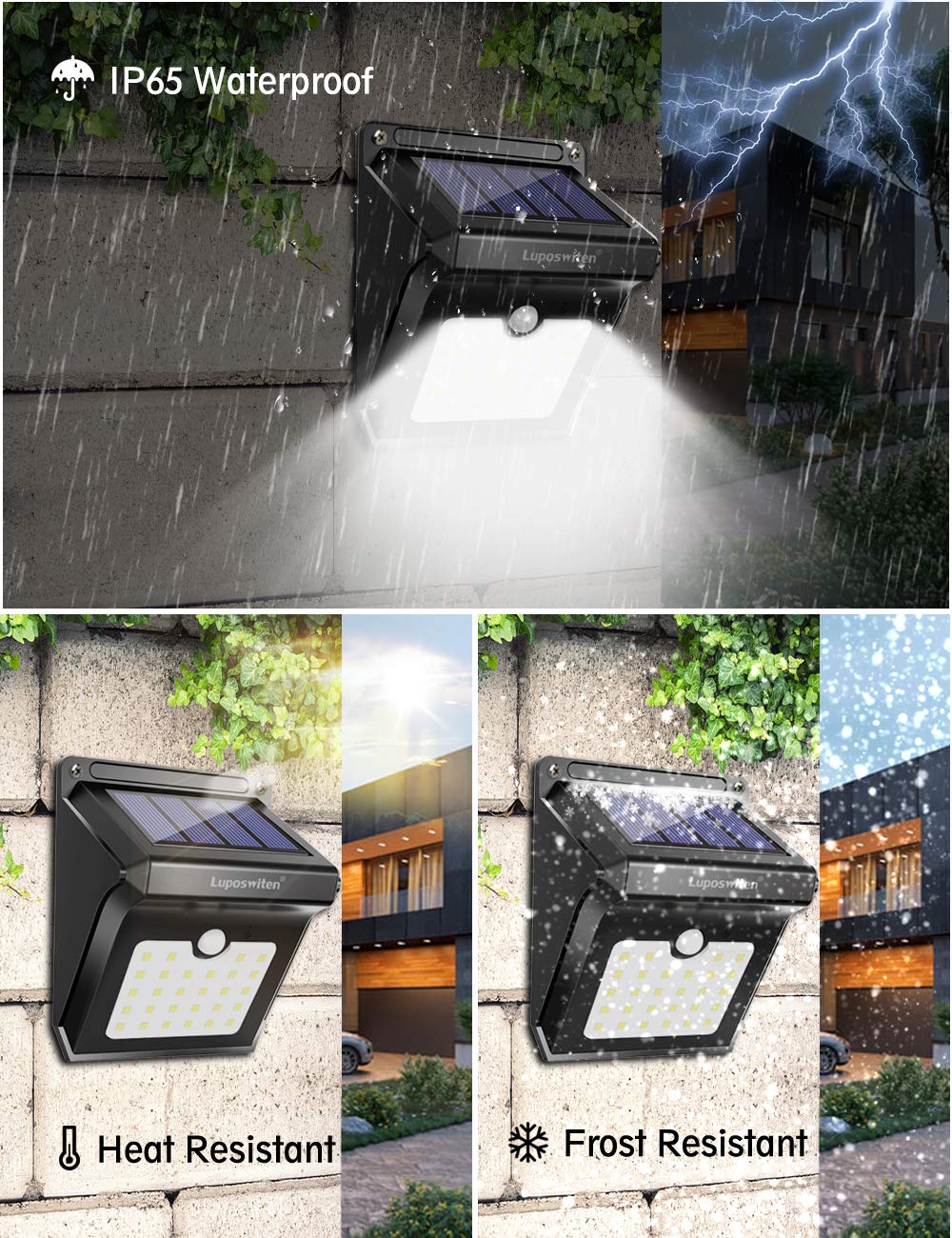 28 LED Solar Lights Outdoor 4-Pack & 100 LED Solar Motion Sensor Lights 2-Pack - Waterproof Solar Powered Garden Lights for Pathway, Yard, Patio, Deck, Driveway, Fence, Landscape Lighting